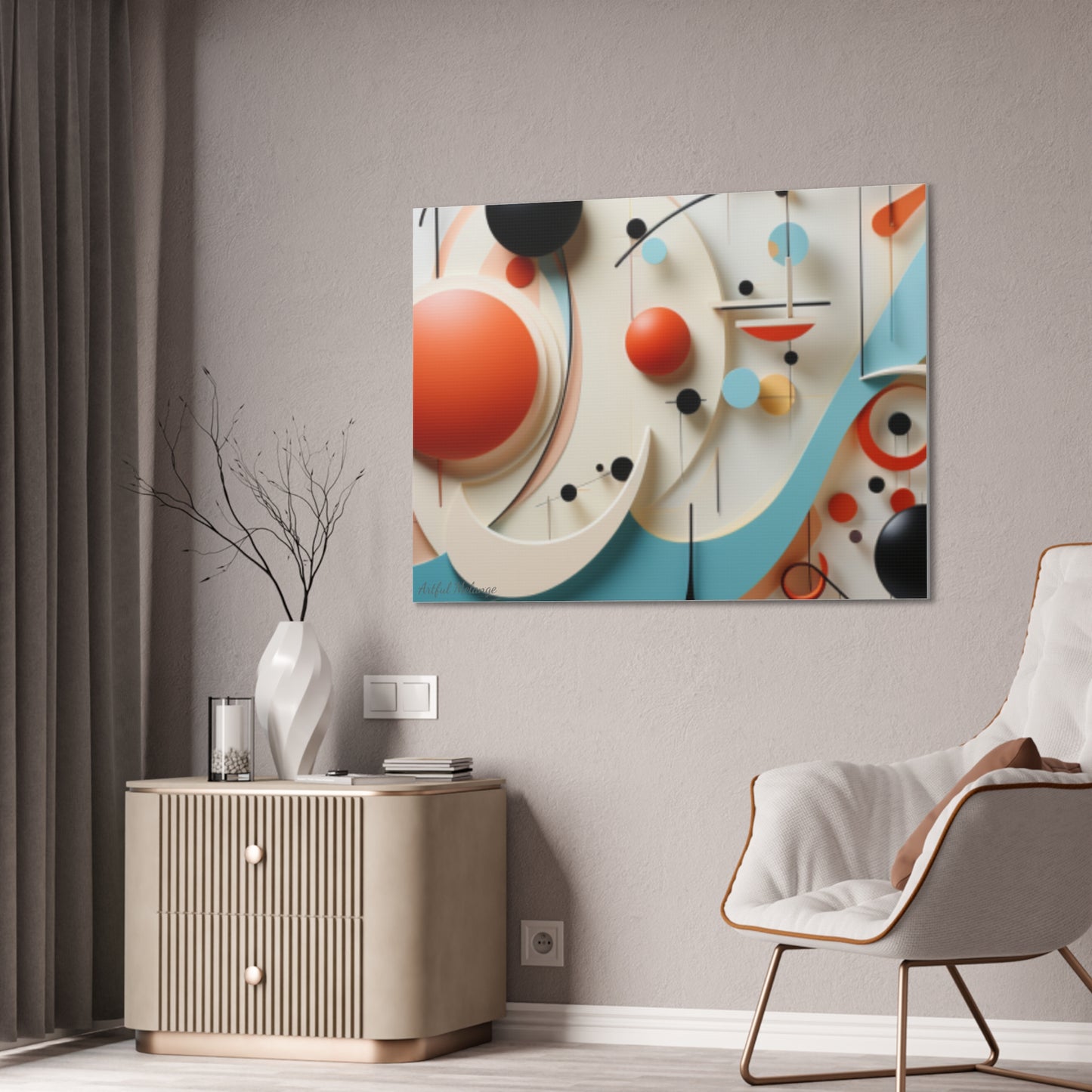 Harmony in Cyan and Peach- Graphic Print