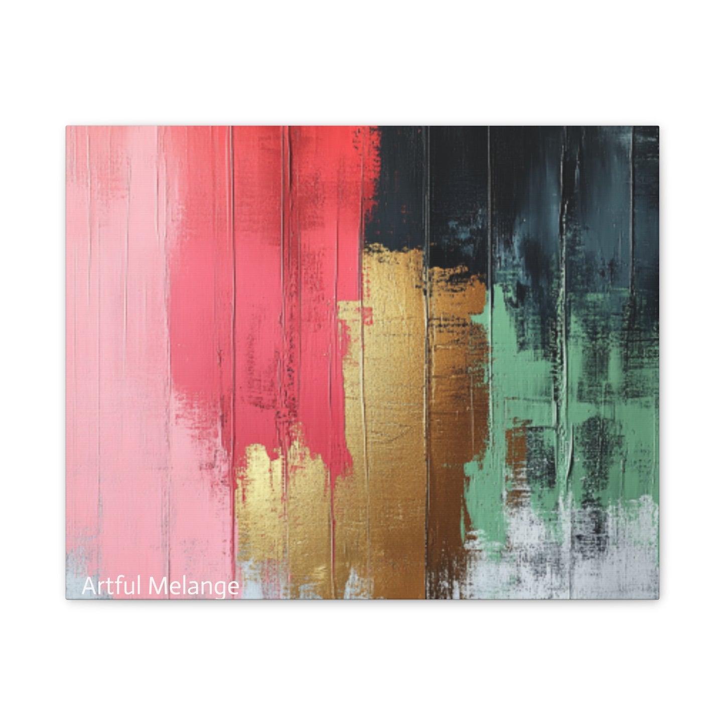 Acrylic Abstract Canvas Print - Homage to the Divine Nine/Pink Green Black and Gold 6