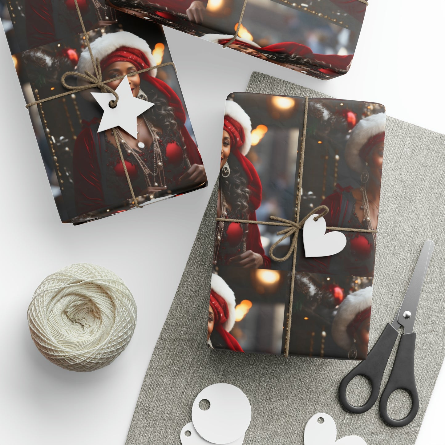 Afro-Centric Queen Claus Holiday Wrapping Paper - Dark & Rich Textured Design