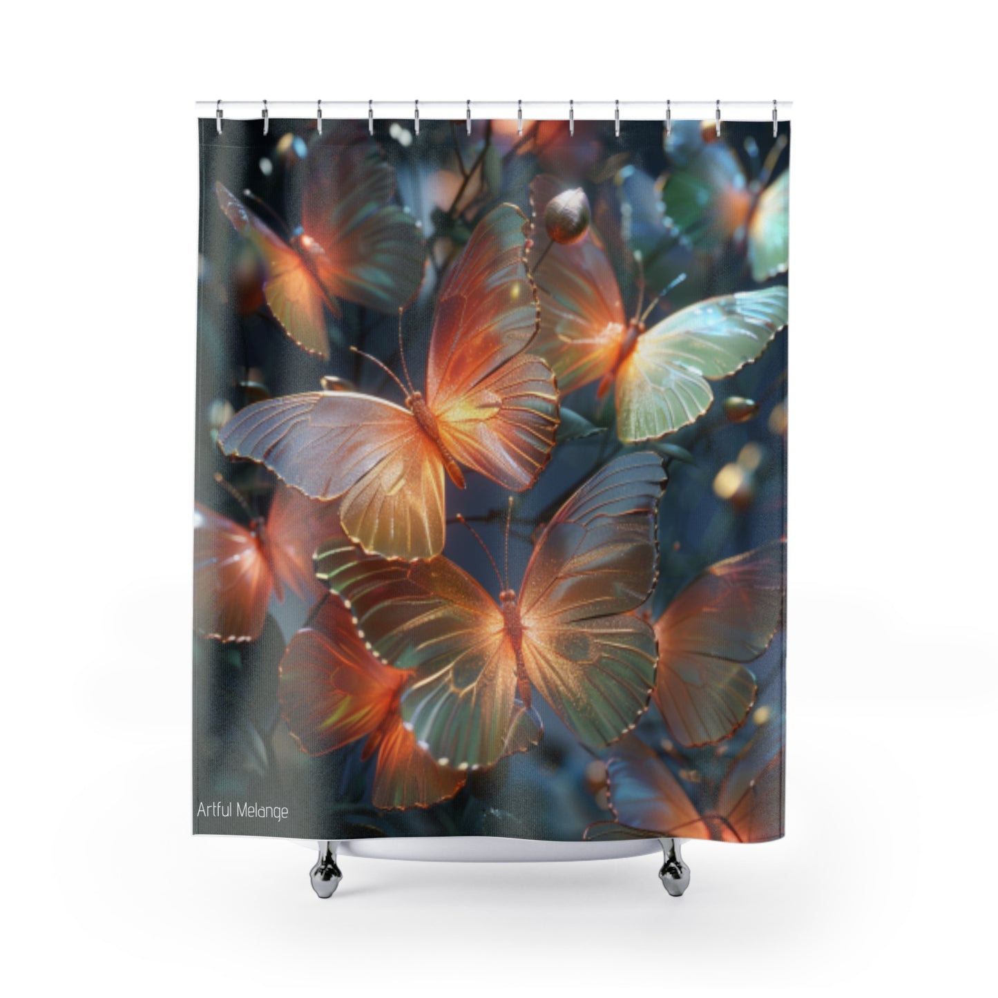 Fluttering Splendor Butterfly Shower Curtains