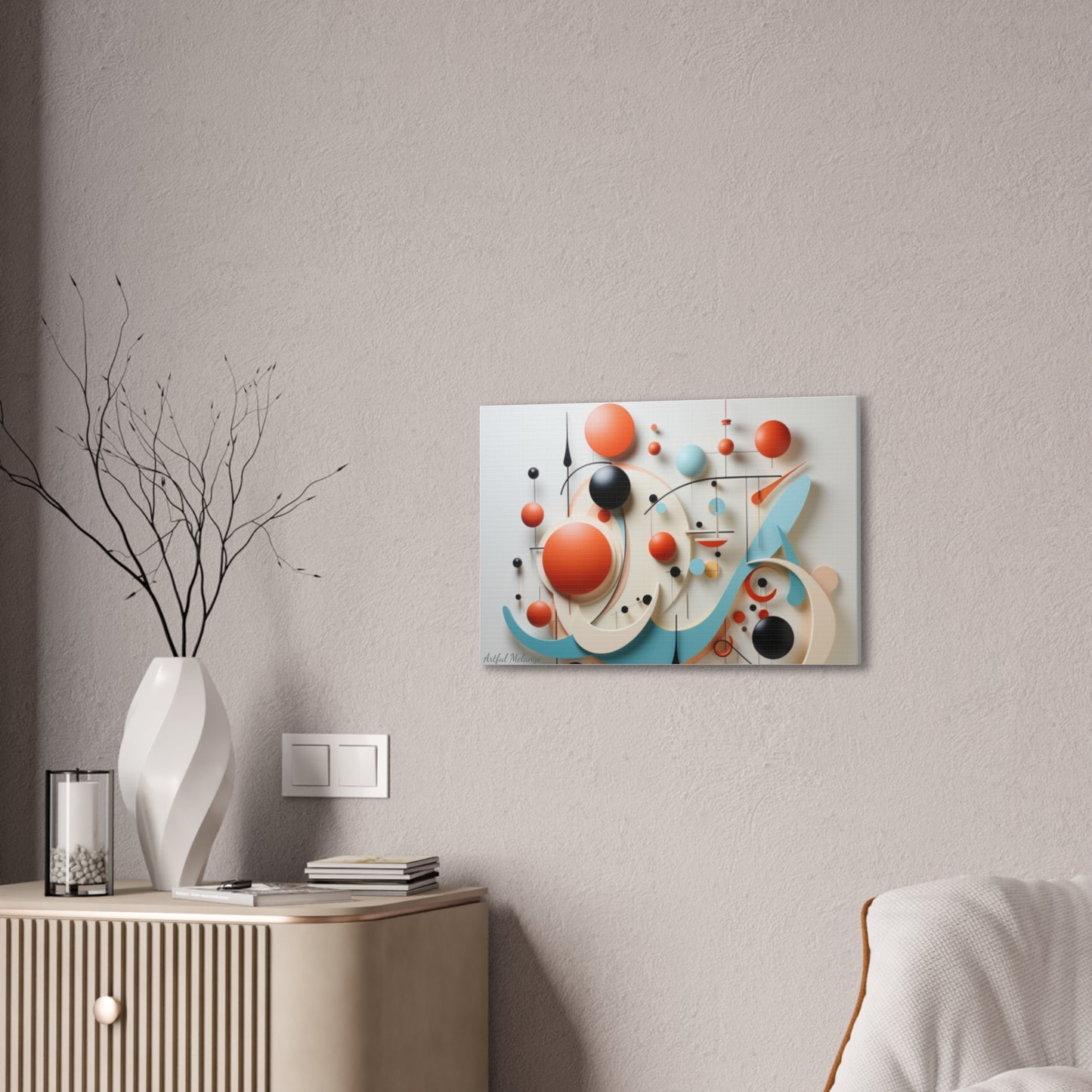 Harmony in Cyan and Peach- Graphic Print