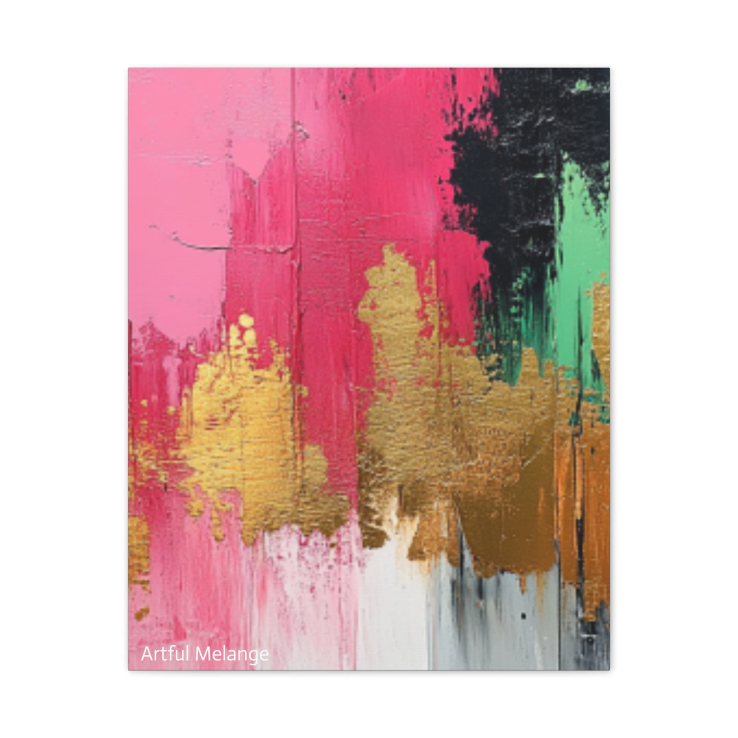 Acrylic Abstract Canvas Print - Homage To The Divine Nine/Pink Green Black and Gold 8