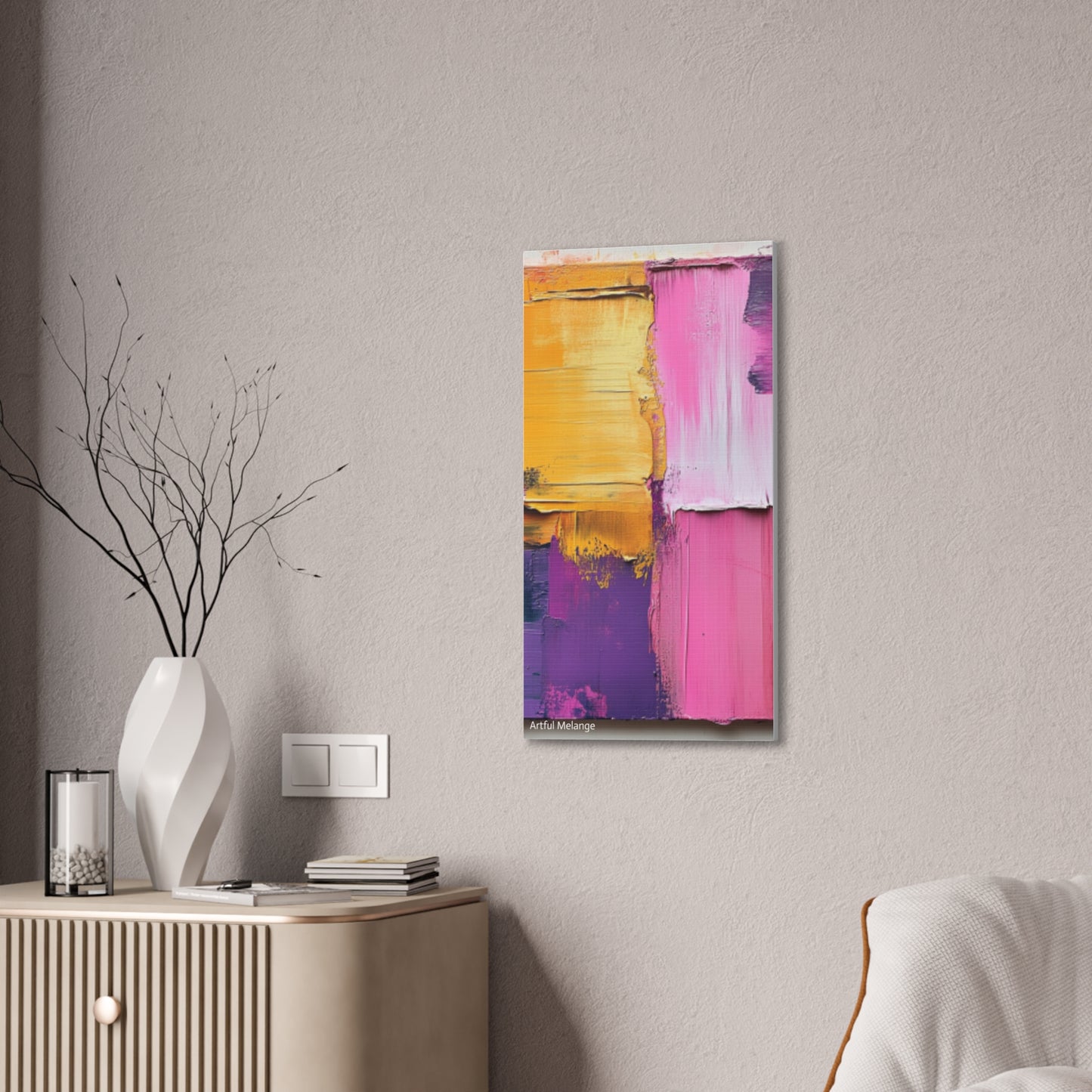 Acrylic Abstract Canvas Print - Homage to the Divine Nine/Gold Purple Pink and Green 5