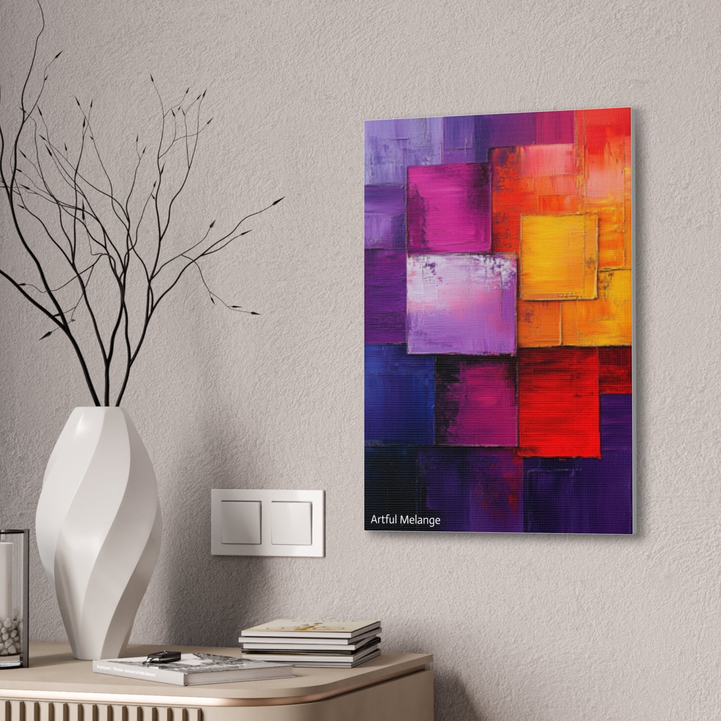 Acrylic Abstract Canvas Print - Homage to the Divine Nine/Red White Purple and Gold 8