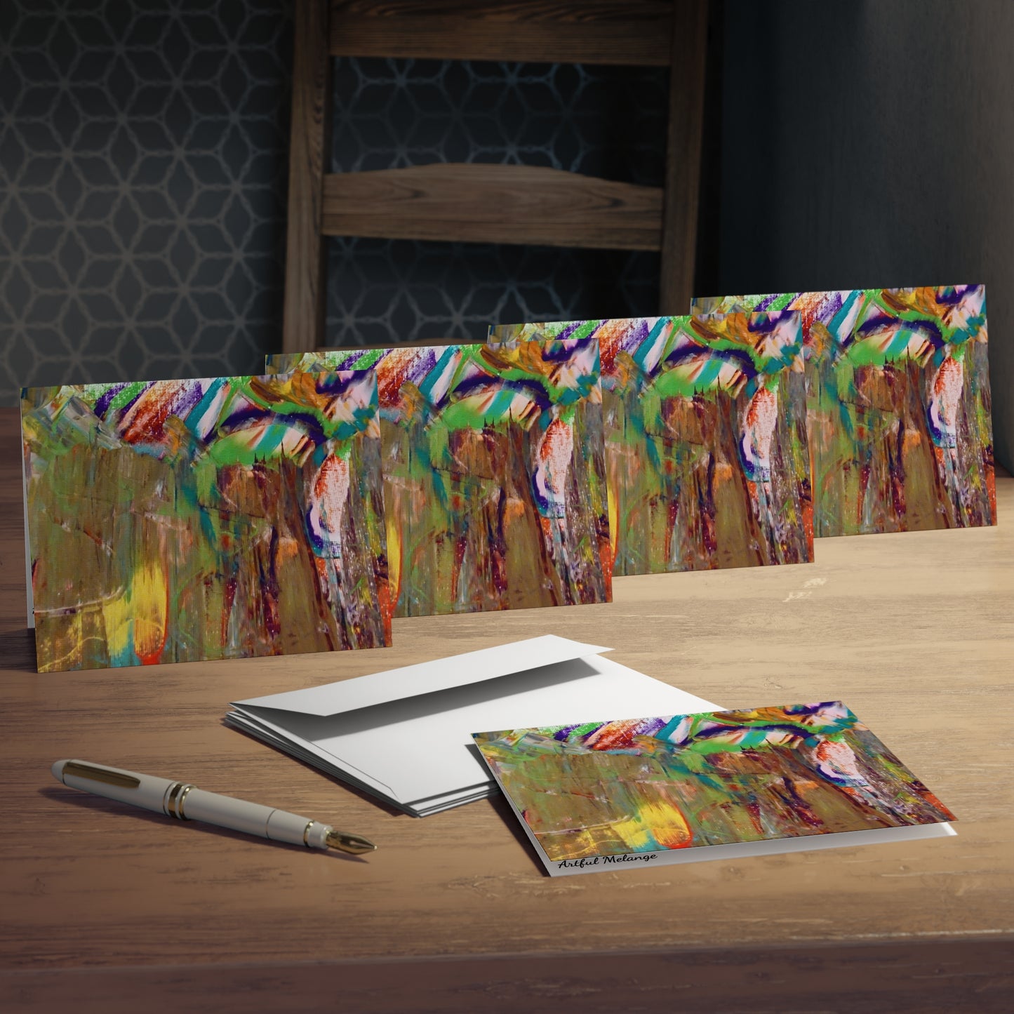 Elegance in Ink:  Abstract Art Note Card Set(5-Pack)