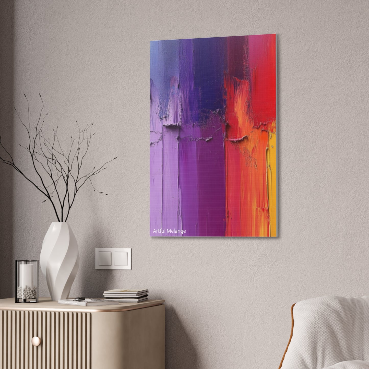 Acrylic Abstract Canvas Print - Homage to the Divine Nine/Red White Purple and Gold 4