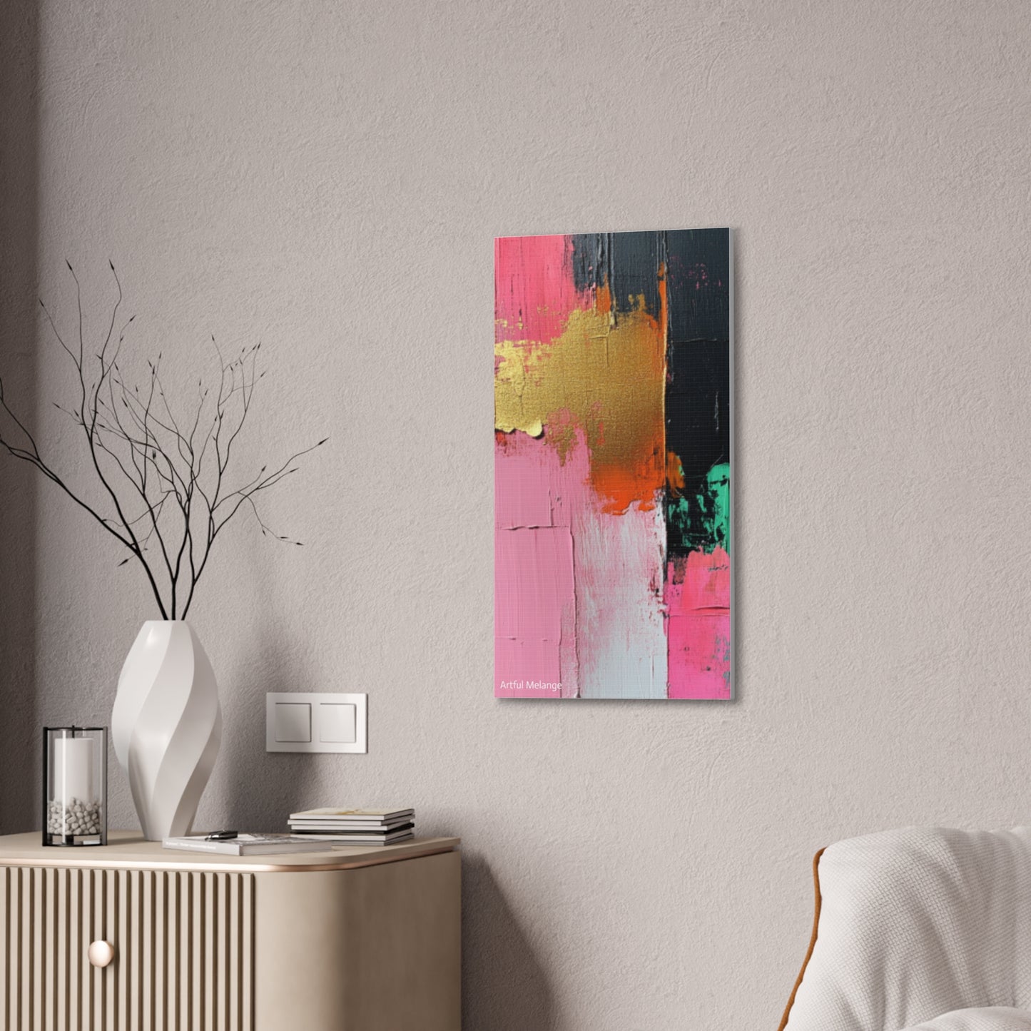 Acrylic Abstract Canvas Print - Homage to the Divine Nine/Pink Green Black and Gold 7