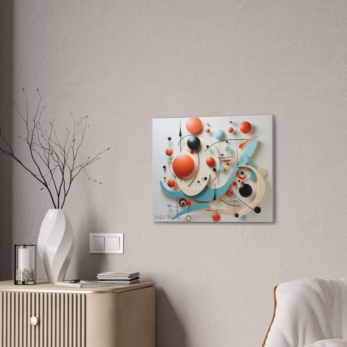 Harmony in Cyan and Peach- Graphic Print