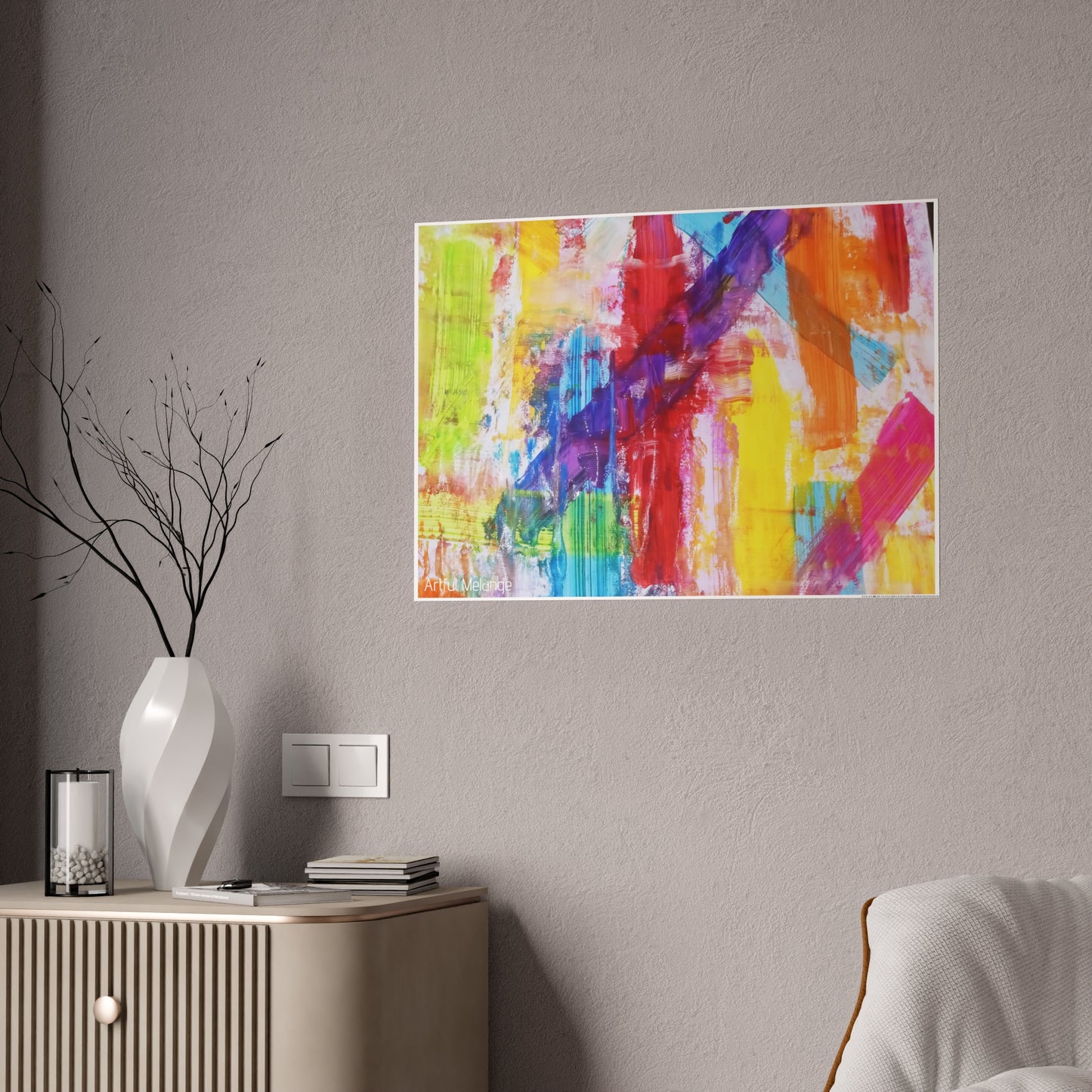 Gleaming Acrylic Abstract Poster: A Spectrum of Colorful Elegance