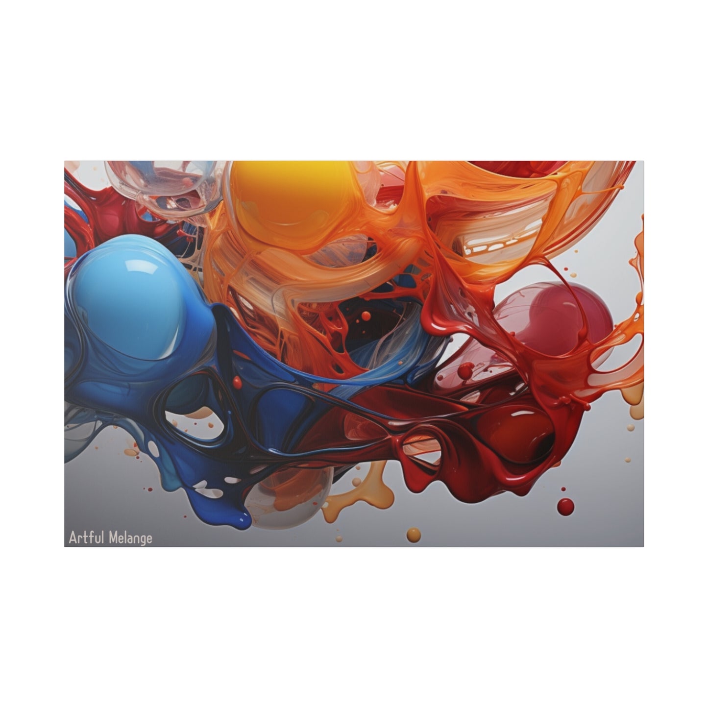 Colorful Balloon-Inspired Matt Canvas Print with Sweeping Acrylic Brush Strokes