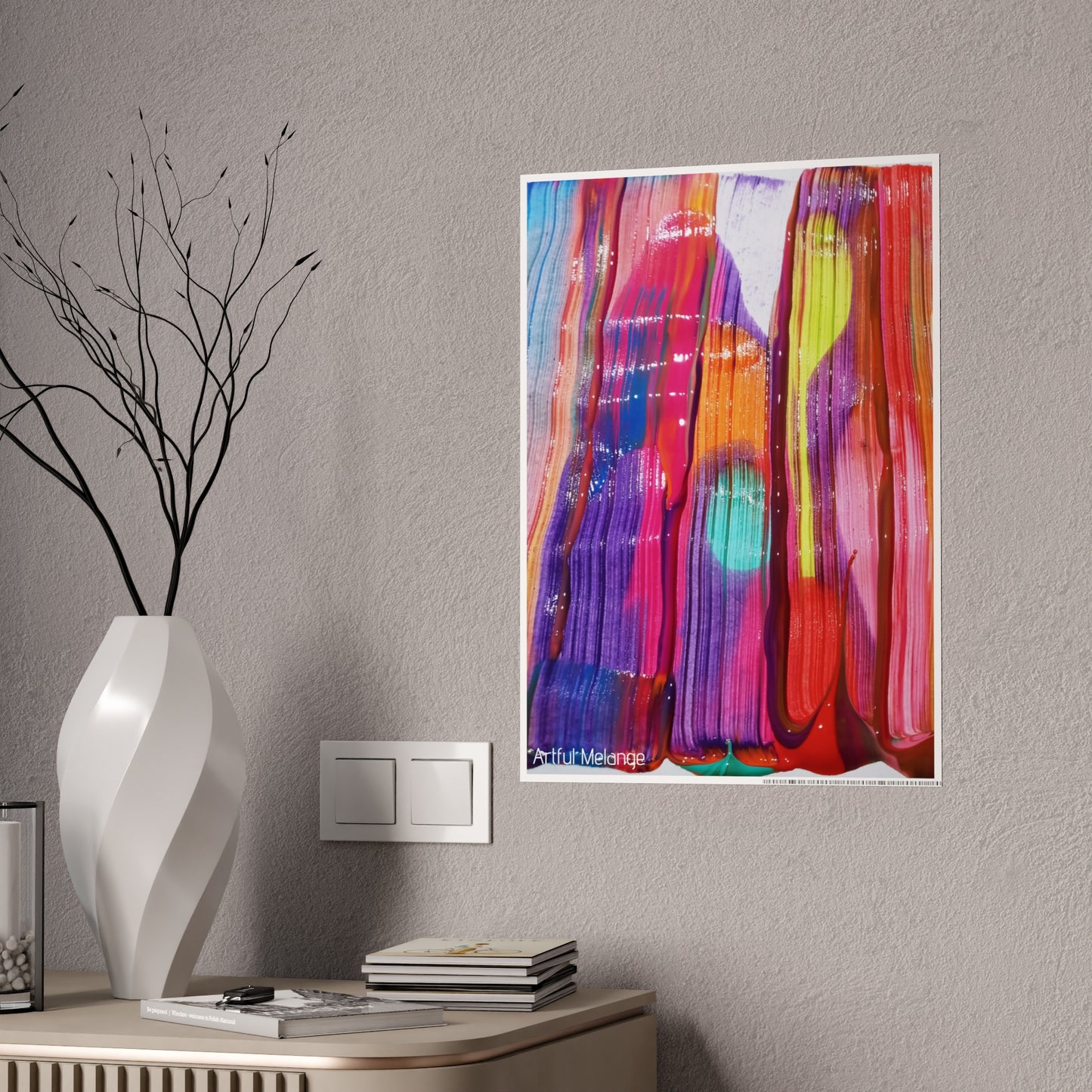 Gleaming Acrylic Abstract Poster: A Spectrum of Colorful Elegance