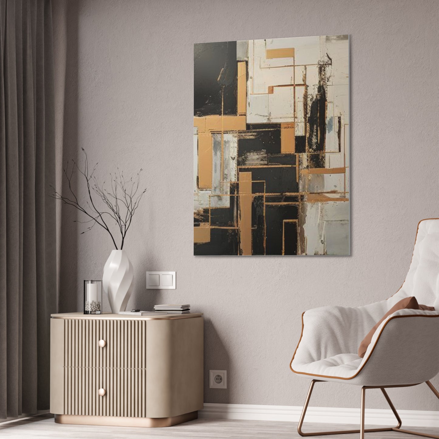 Gold and Black Elegance: A Symphony of Sophistication Canvas Print