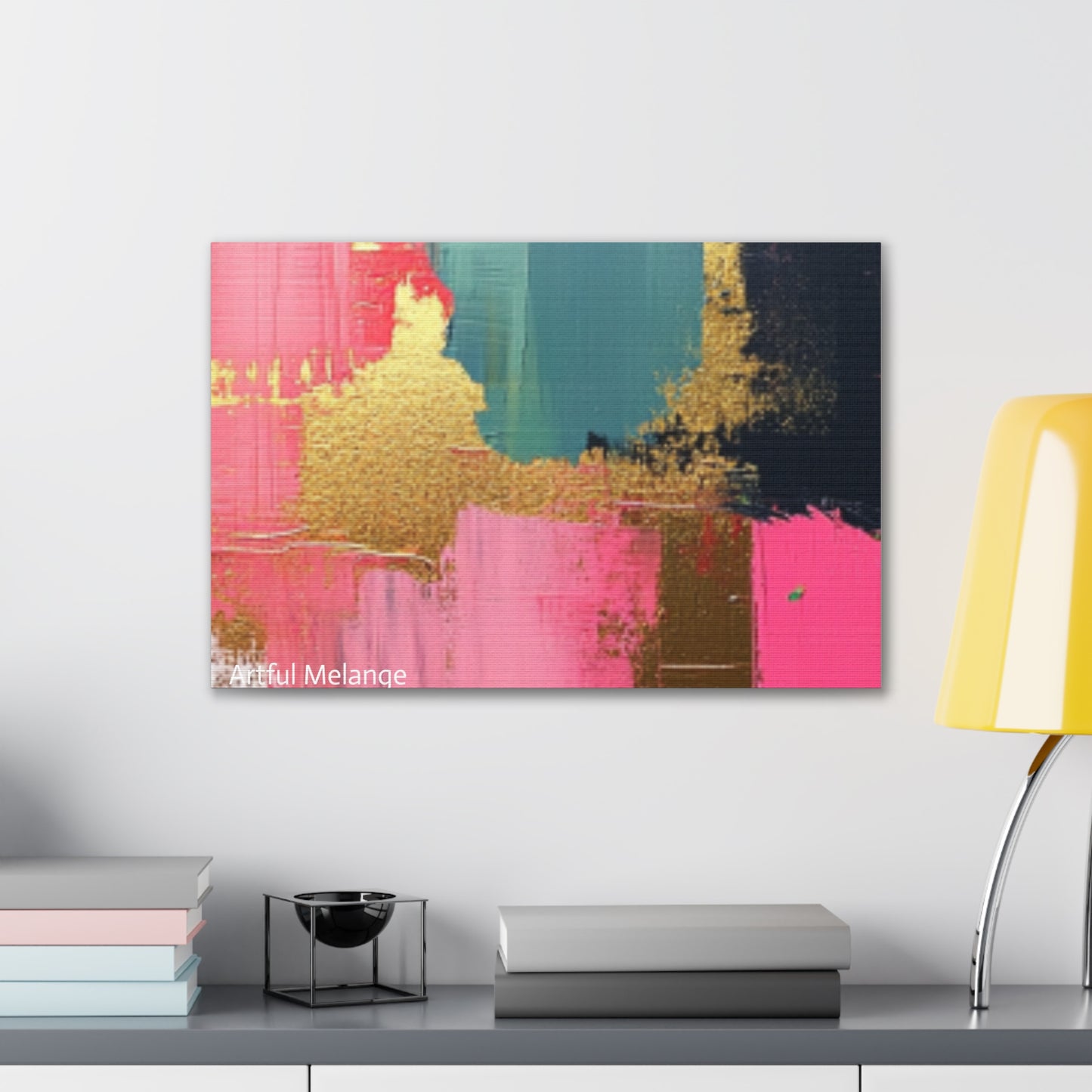 Acrylic Abstract Canvas Print - Homage to the Divine Nine/Pink Green Black and Gold 5