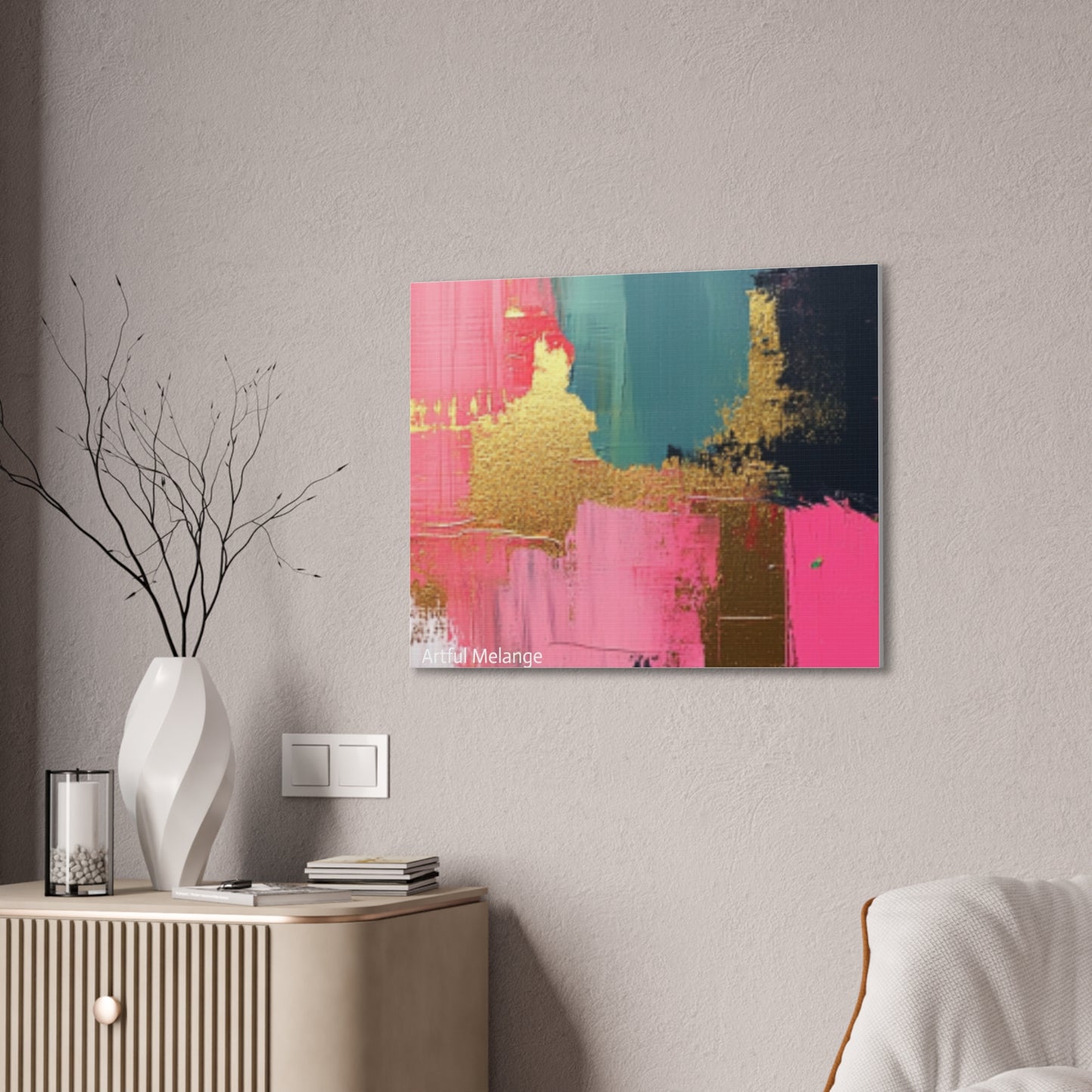 Acrylic Abstract Canvas Print - Homage to the Divine Nine/Pink Green Black and Gold 5