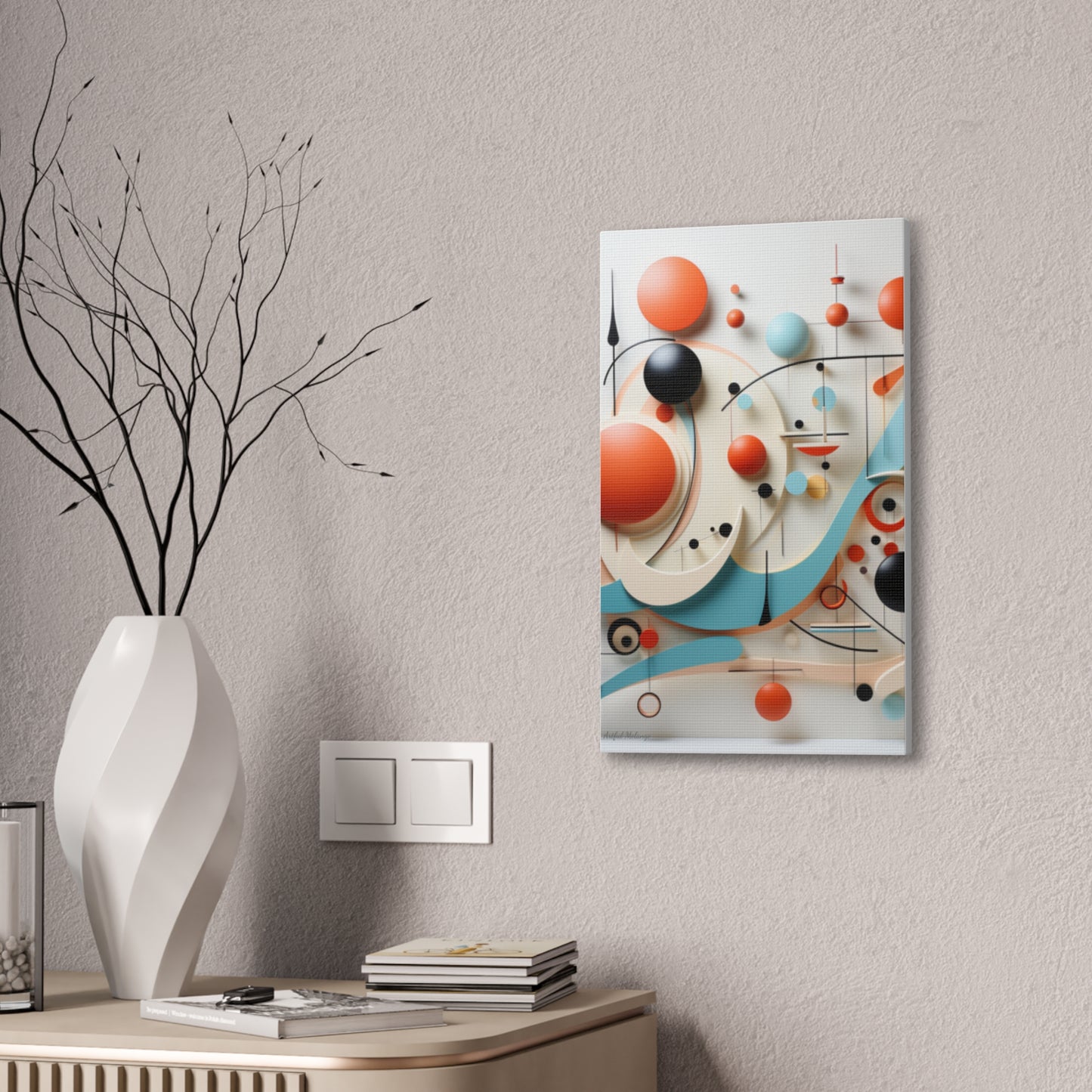 Harmony in Cyan and Peach- Graphic Print