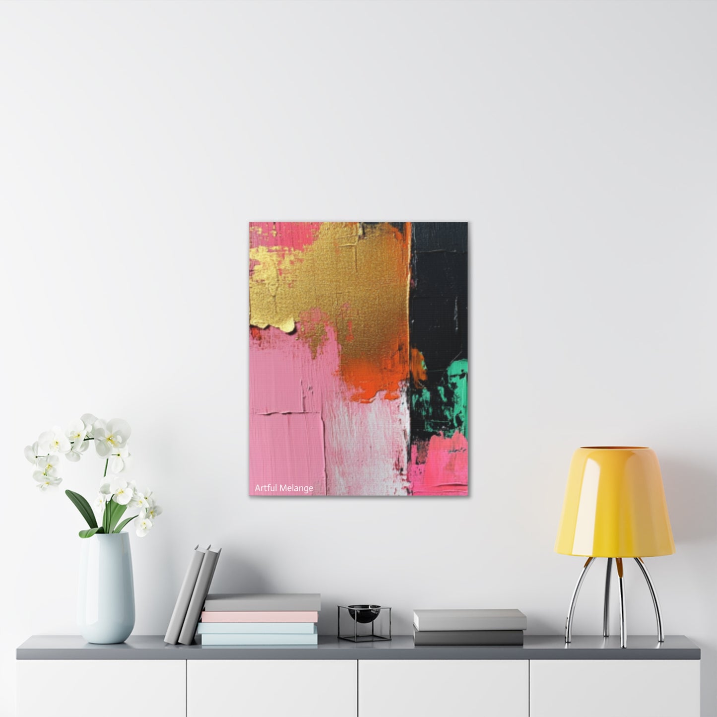 Acrylic Abstract Canvas Print - Homage to the Divine Nine/Pink Green Black and Gold 7