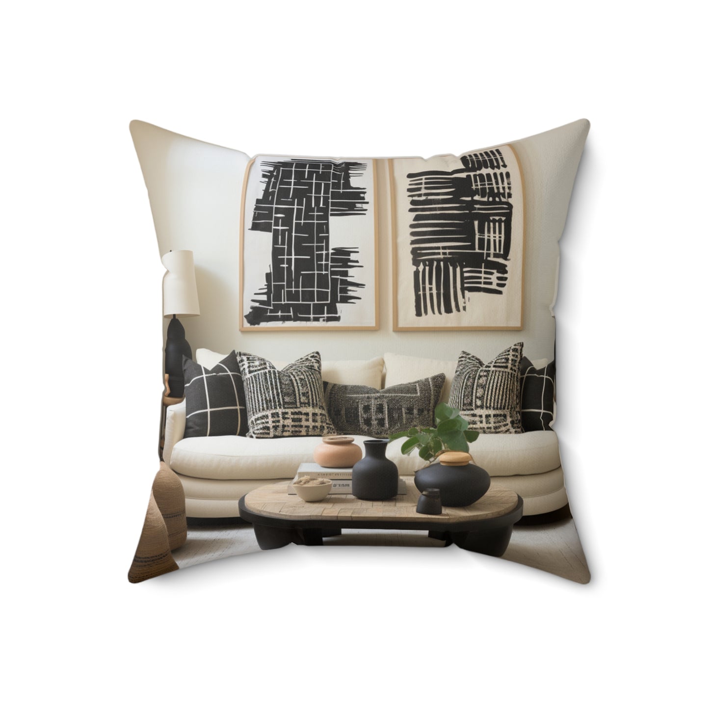 African Mud Cloth Design Square Pillow