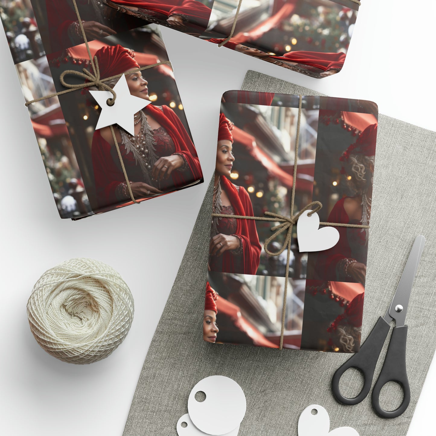 Afro-Centric Queen Claus Holiday Wrapping Paper - Dark & Rich Textured Design