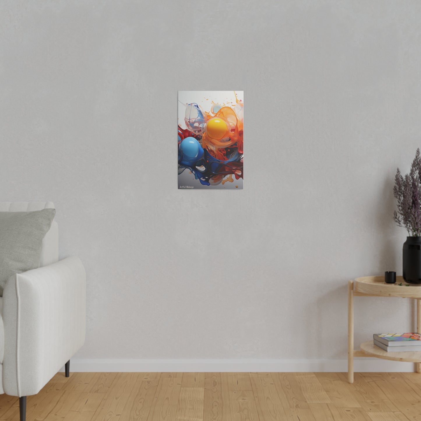 Colorful Balloon-Inspired Matt Canvas Print with Sweeping Acrylic Brush Strokes