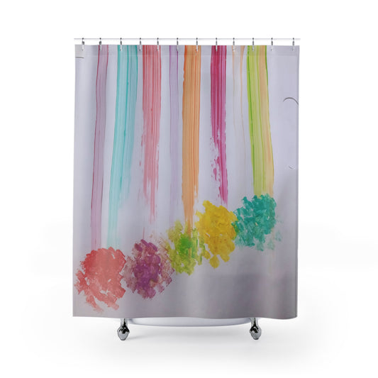 Canvas Cascade: Abstract Acrylic Art Shower Curtain Collection