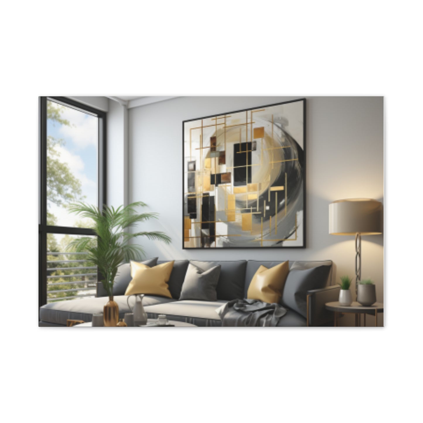 Gold and Black Elegance: A Symphony of Sophistication Canvas Print