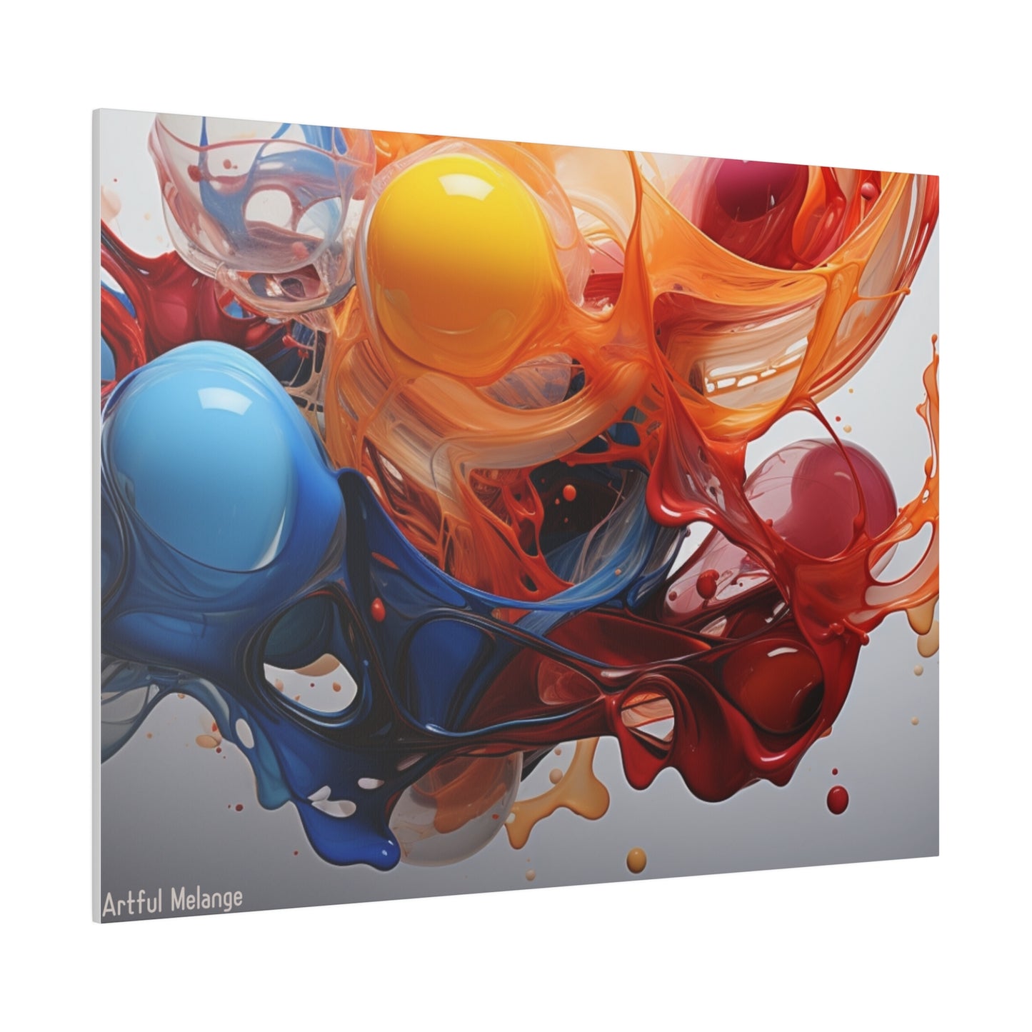 Colorful Balloon-Inspired Matt Canvas Print with Sweeping Acrylic Brush Strokes