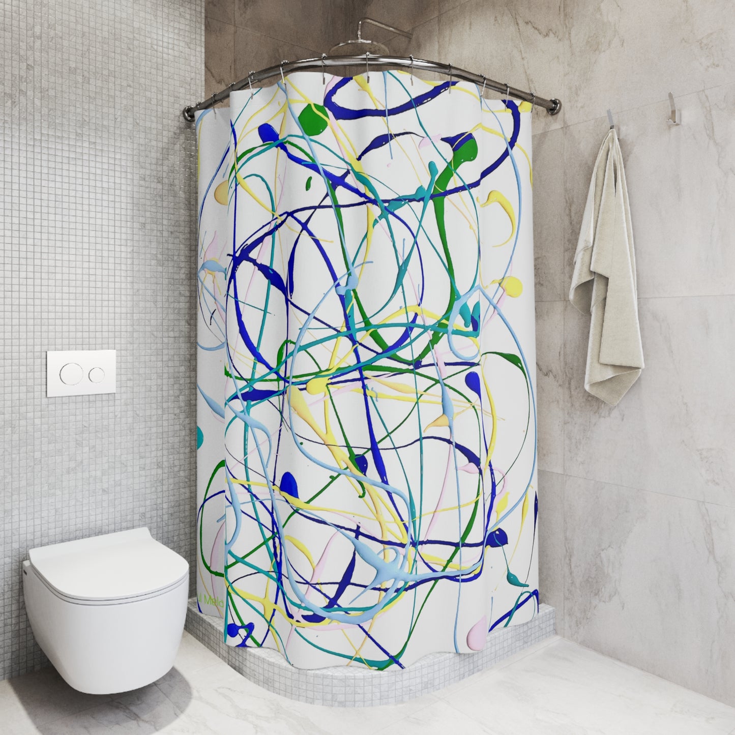 Canvas Cascade: Abstract Acrylic Art Shower Curtain Collection