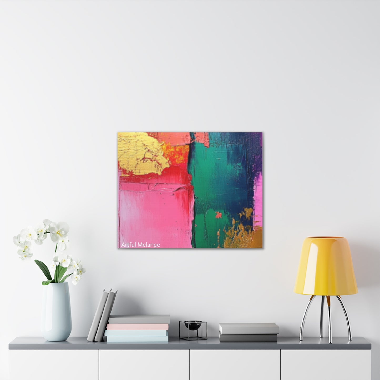 Acrylic Abstract Canvas Print - Homage to the Divine Nine/Pink Green Purple and Gold 1