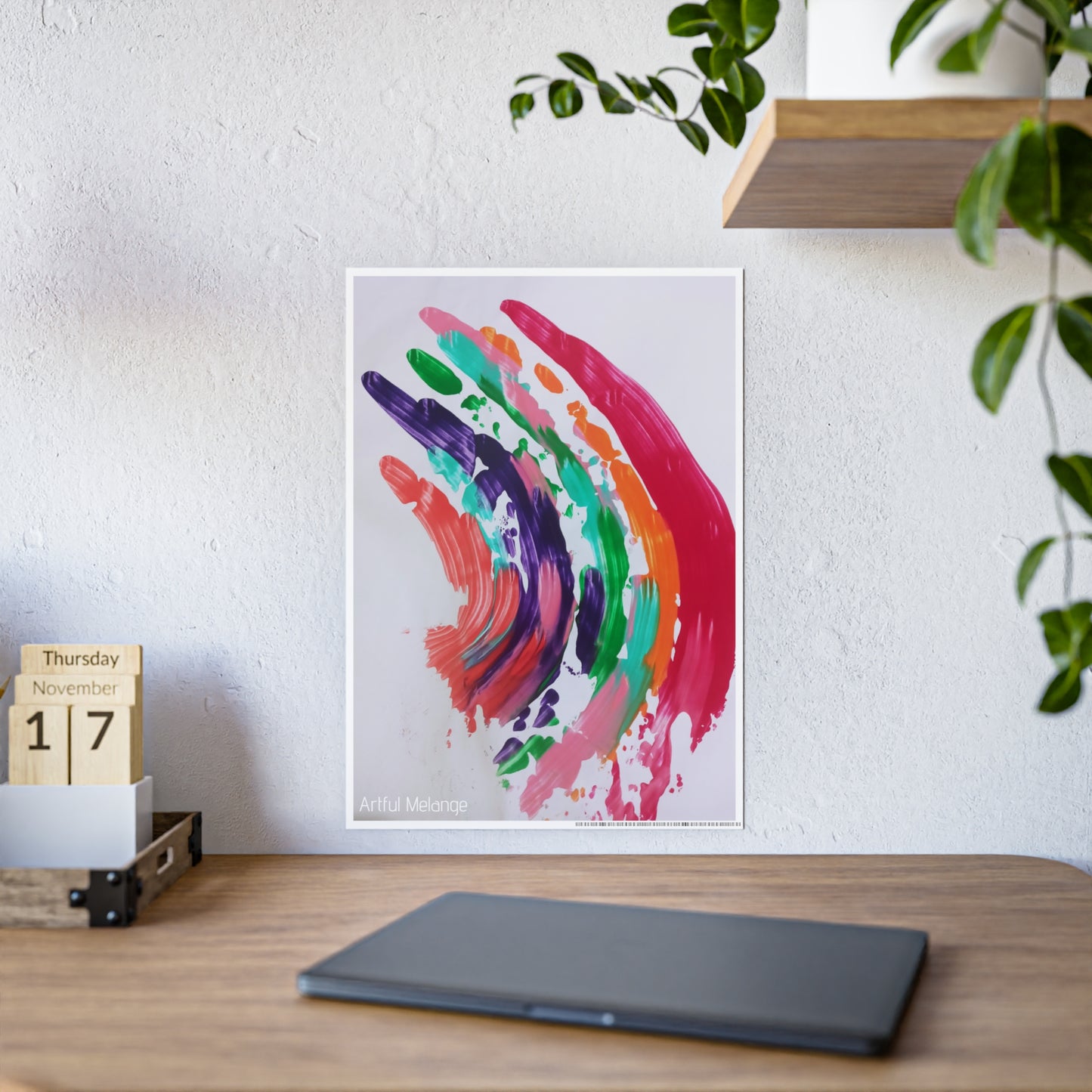 Gleaming Acrylic Abstract Poster: A Spectrum of Colorful Elegance