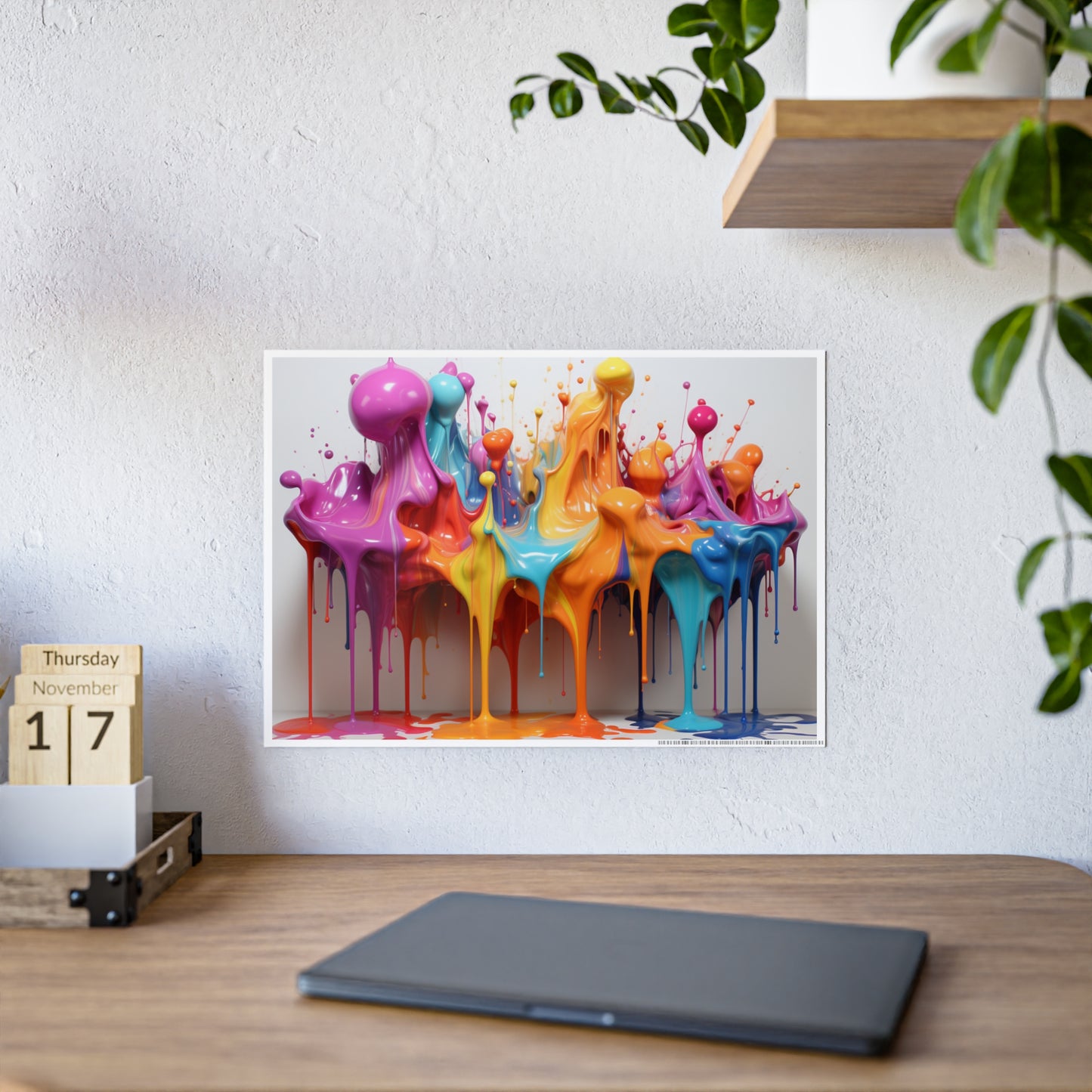 Gleaming Acrylic Abstract Poster: A Spectrum of Colorful Elegance