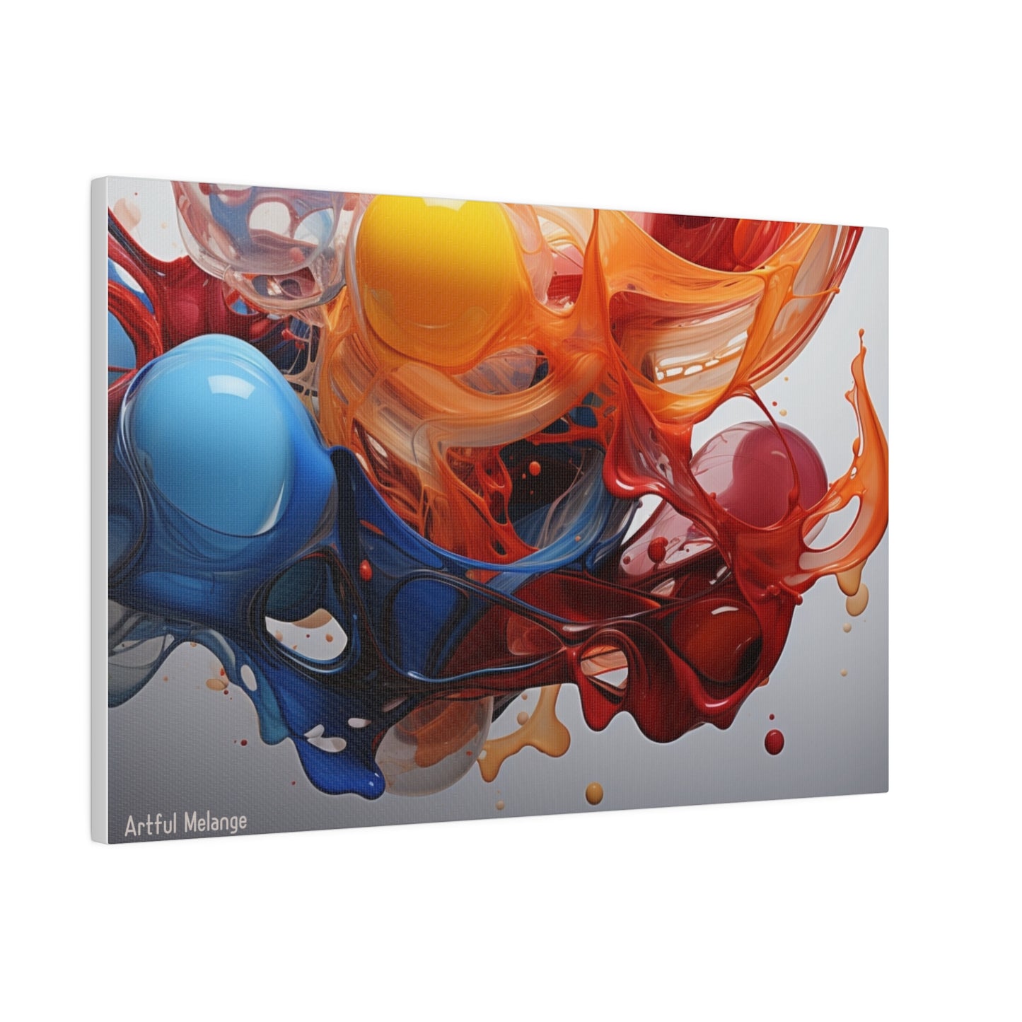 Colorful Balloon-Inspired Matt Canvas Print with Sweeping Acrylic Brush Strokes