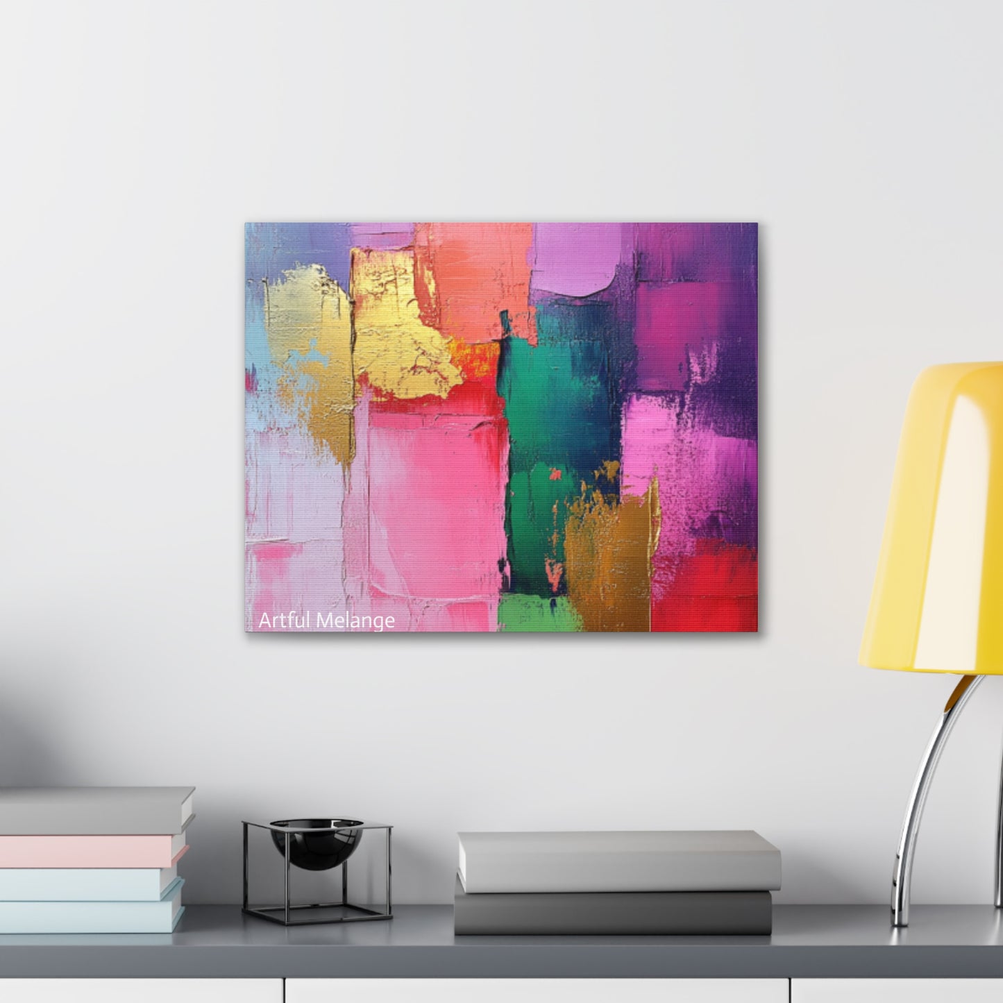 Acrylic Abstract Canvas Print - Homage to the Divine Nine/Pink Green Purple and Gold 1