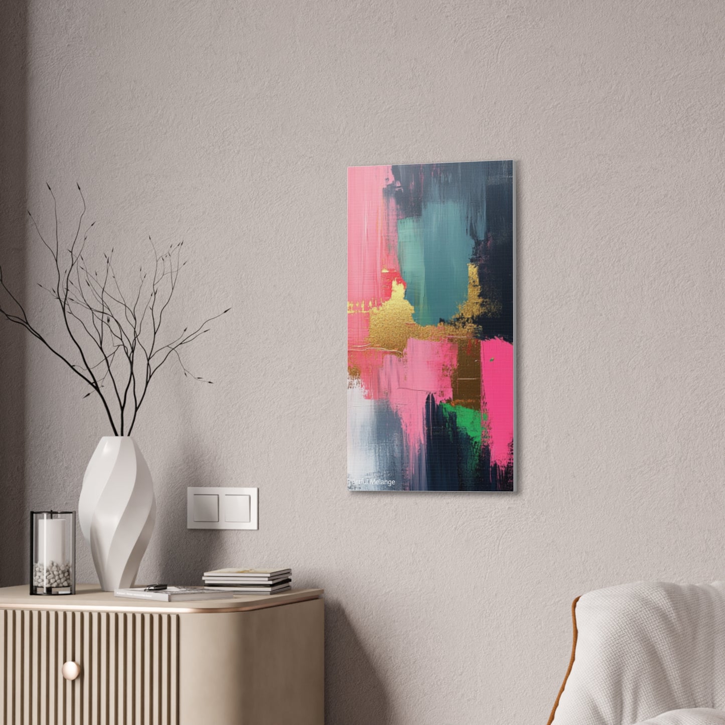 Acrylic Abstract Canvas Print - Homage to the Divine Nine/Pink Green Black and Gold 5