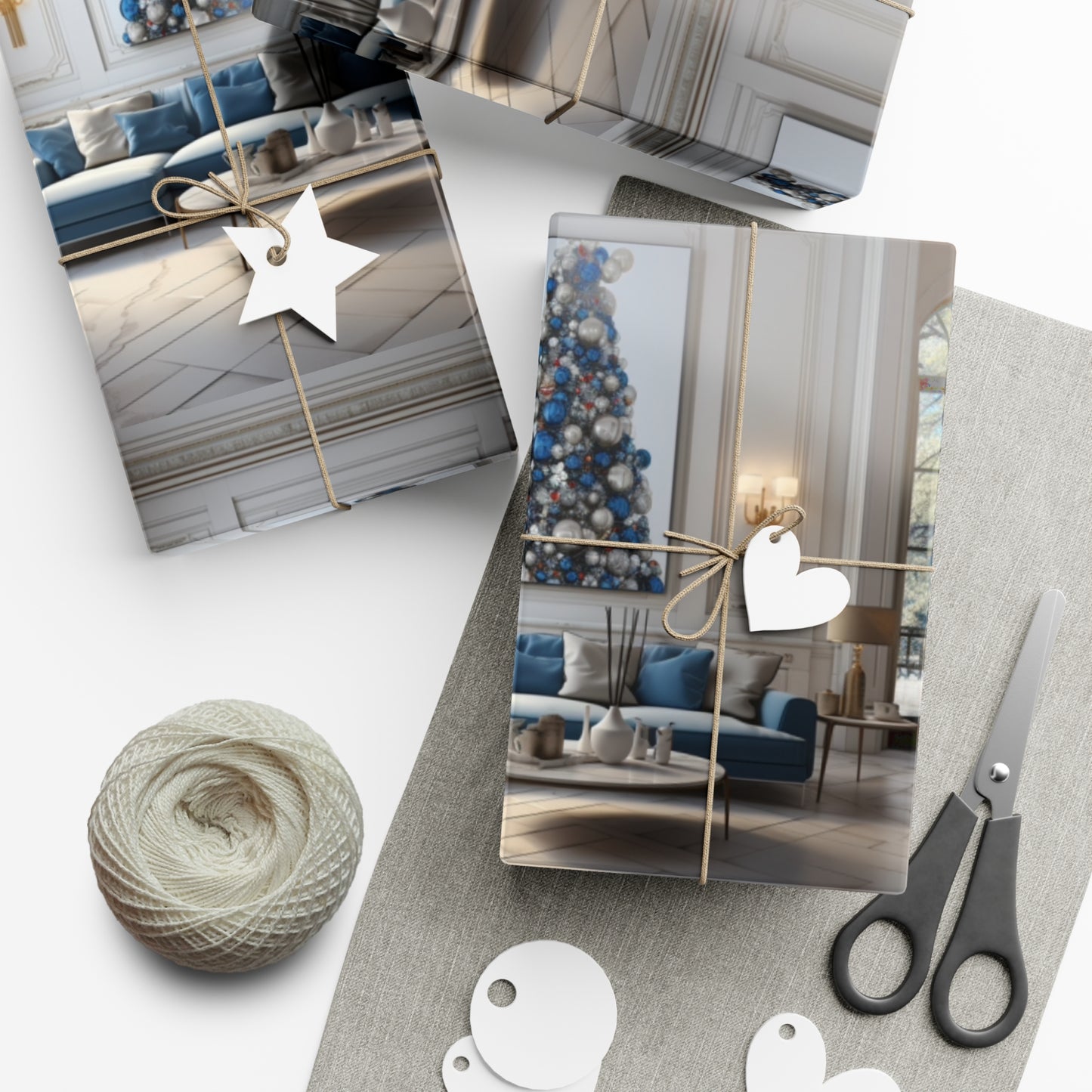 Elegant Blue Holiday Wrapping Paper Collection – Elevate Your Gifts with Sophisticated Style