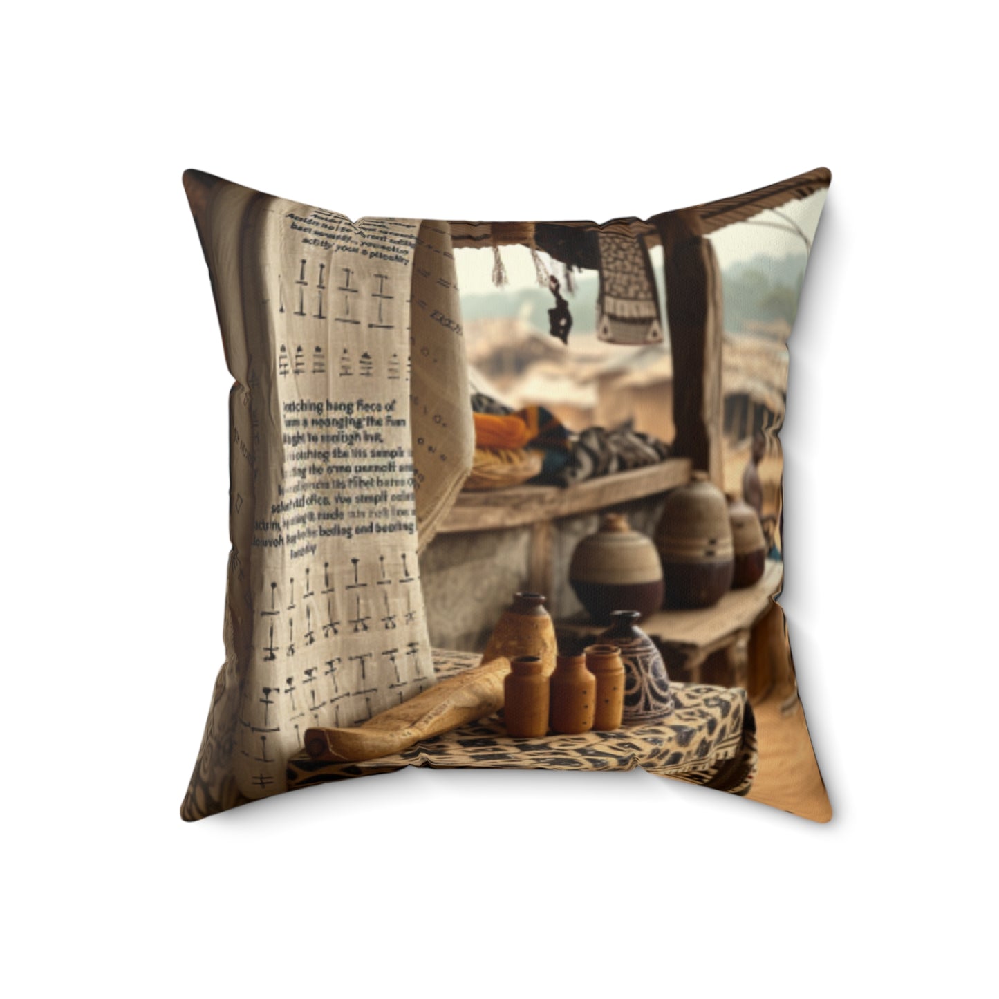 African Mud Cloth Design Square Pillow