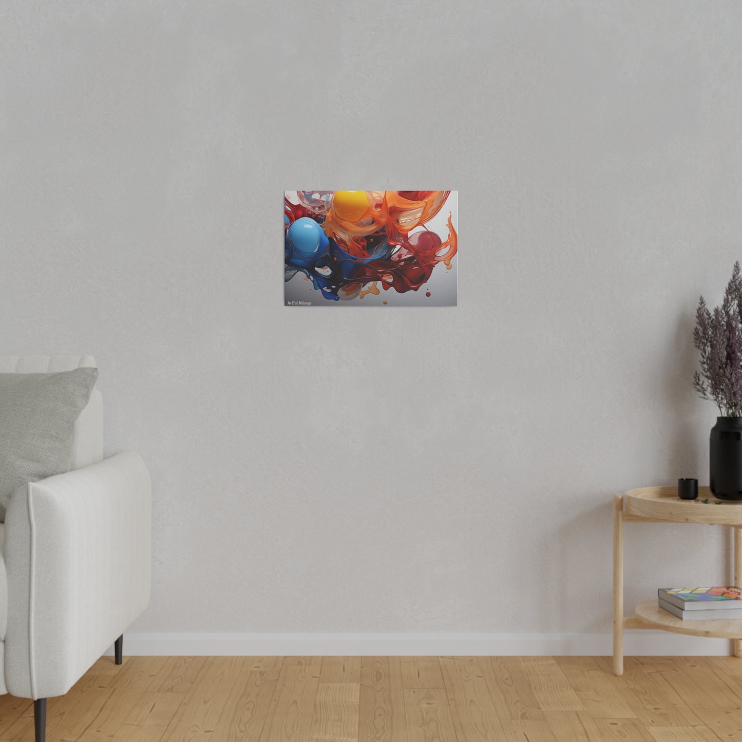 Colorful Balloon-Inspired Matt Canvas Print with Sweeping Acrylic Brush Strokes