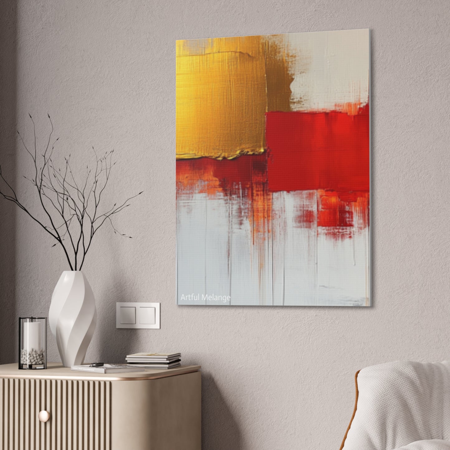 Acrylic Abstract Canvas Print - Homage to the Divine Nine/Red White and Gold 9