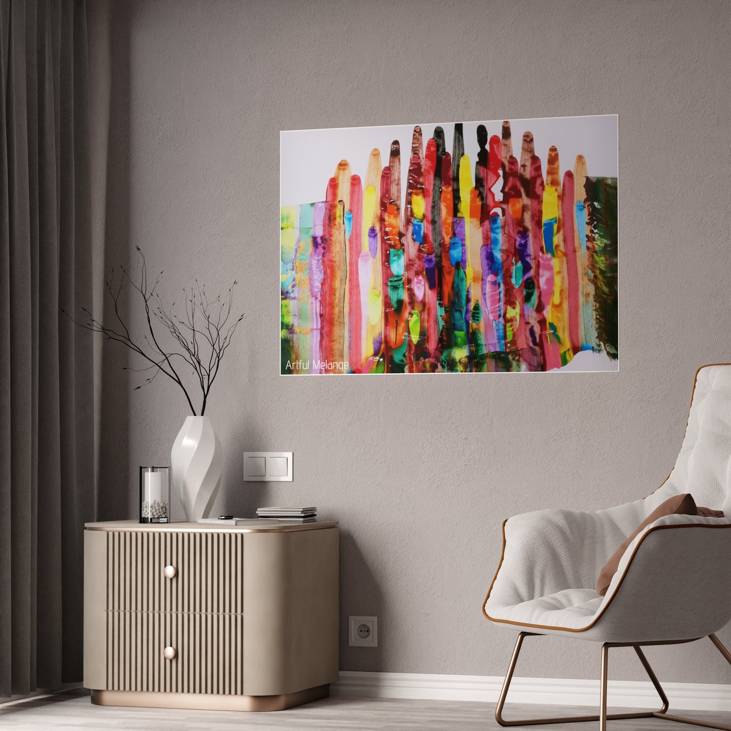 Gleaming Acrylic Abstract Poster: A Spectrum of Colorful Elegance