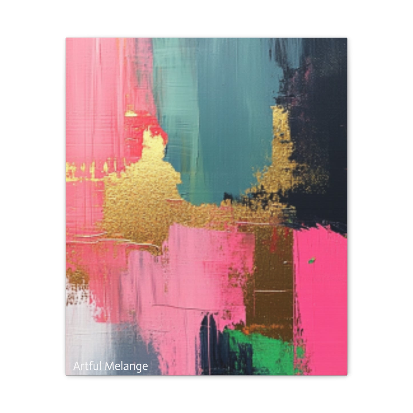 Acrylic Abstract Canvas Print - Homage to the Divine Nine/Pink Green Black and Gold 5