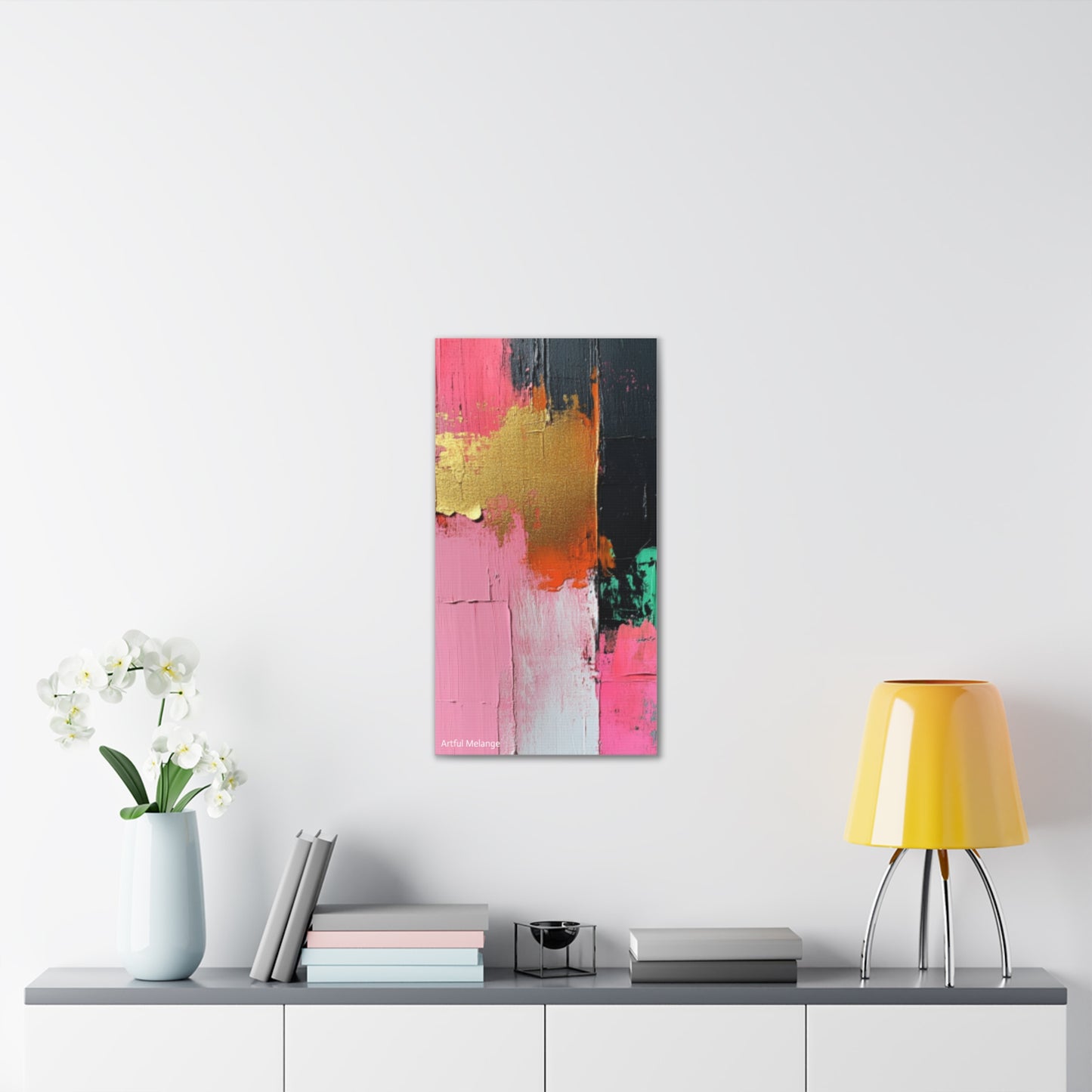 Acrylic Abstract Canvas Print - Homage to the Divine Nine/Pink Green Black and Gold 7