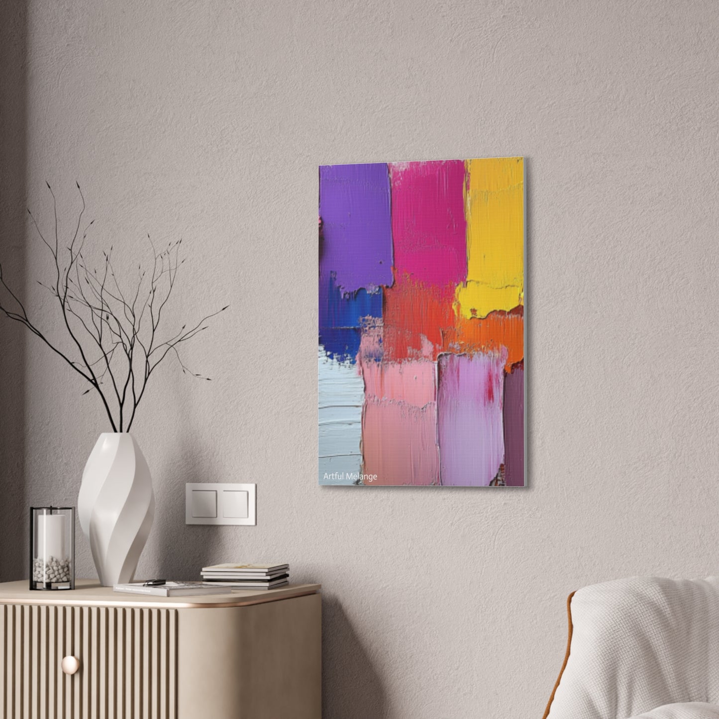 Acrylic Abstract Canvas Print - Homage to the Divine Nine/Gold Purple Pink and Green 4