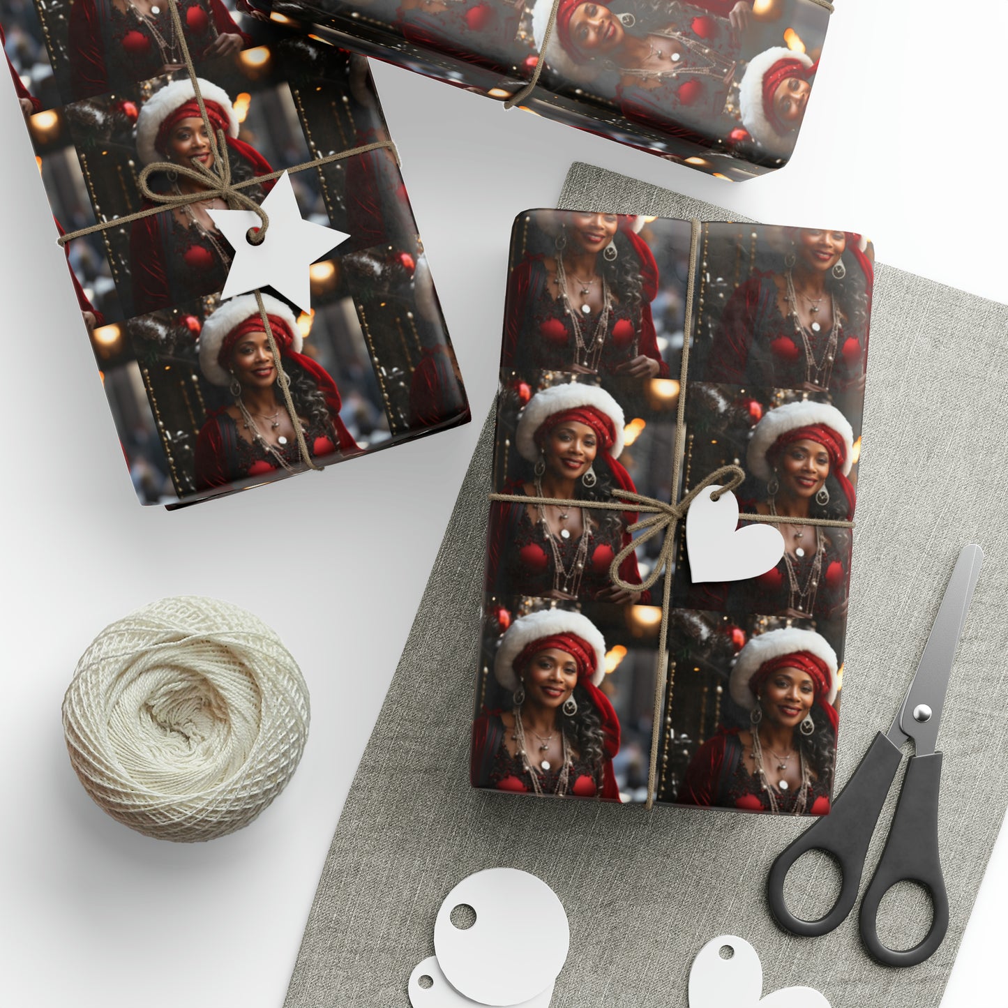 Afro-Centric Queen Claus Holiday Wrapping Paper - Dark & Rich Textured Design