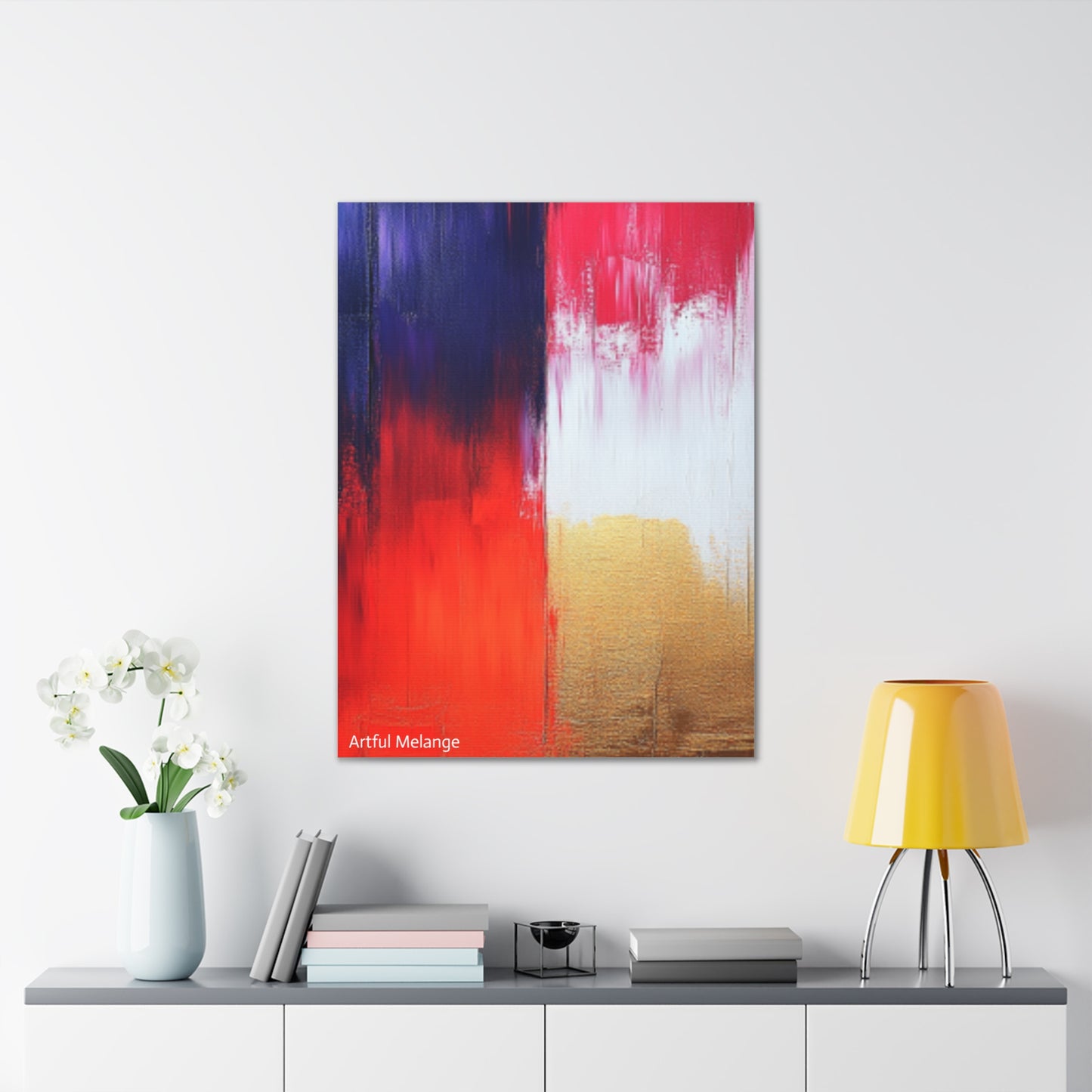 Acrylic Abstract Canvas Print - Homage to the Divine Nine/Red White Purple and Gold 2