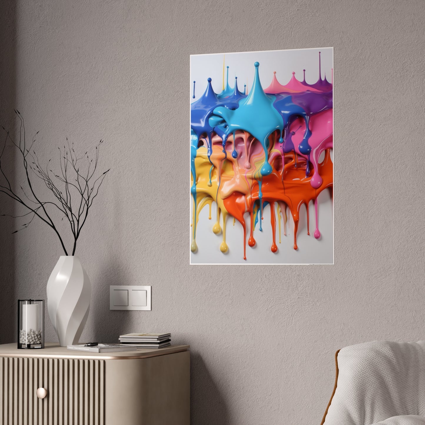 Gleaming Acrylic Abstract Poster: A Spectrum of Colorful Elegance