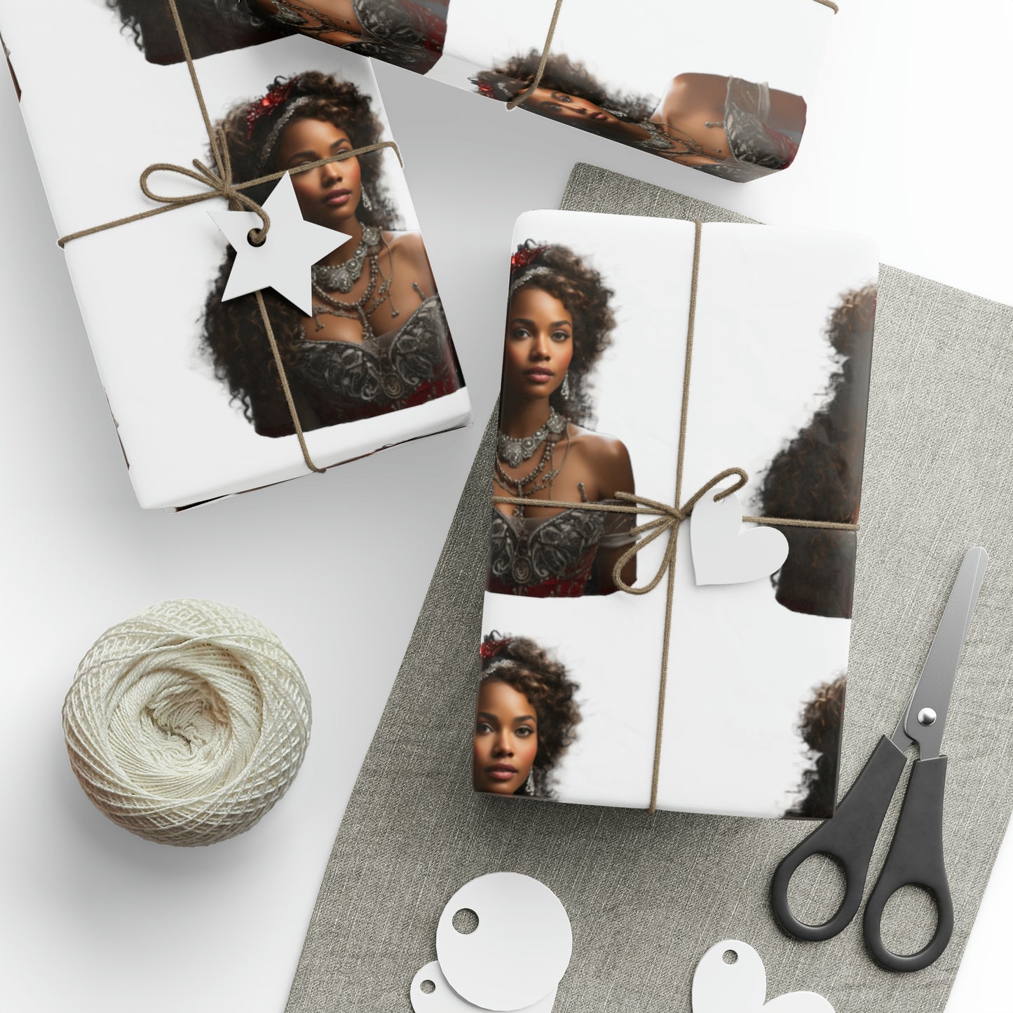 Afro-Centric Princess Claus Holiday Wrapping Paper - Dark & Rich Textured Design