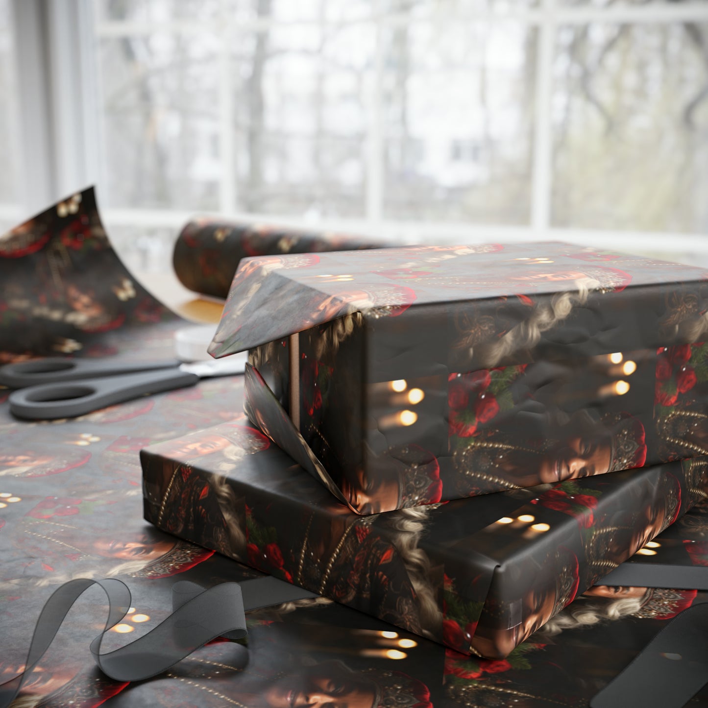 Afro-Centric Queen Claus Holiday Wrapping Paper - Dark & Rich Textured Design