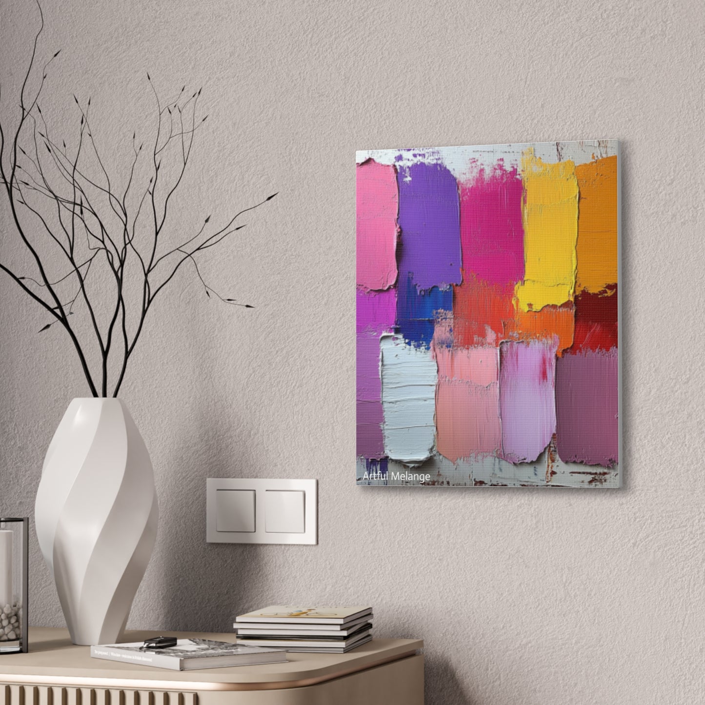 Acrylic Abstract Canvas Print - Homage to the Divine Nine/Gold Purple Pink and Green 4