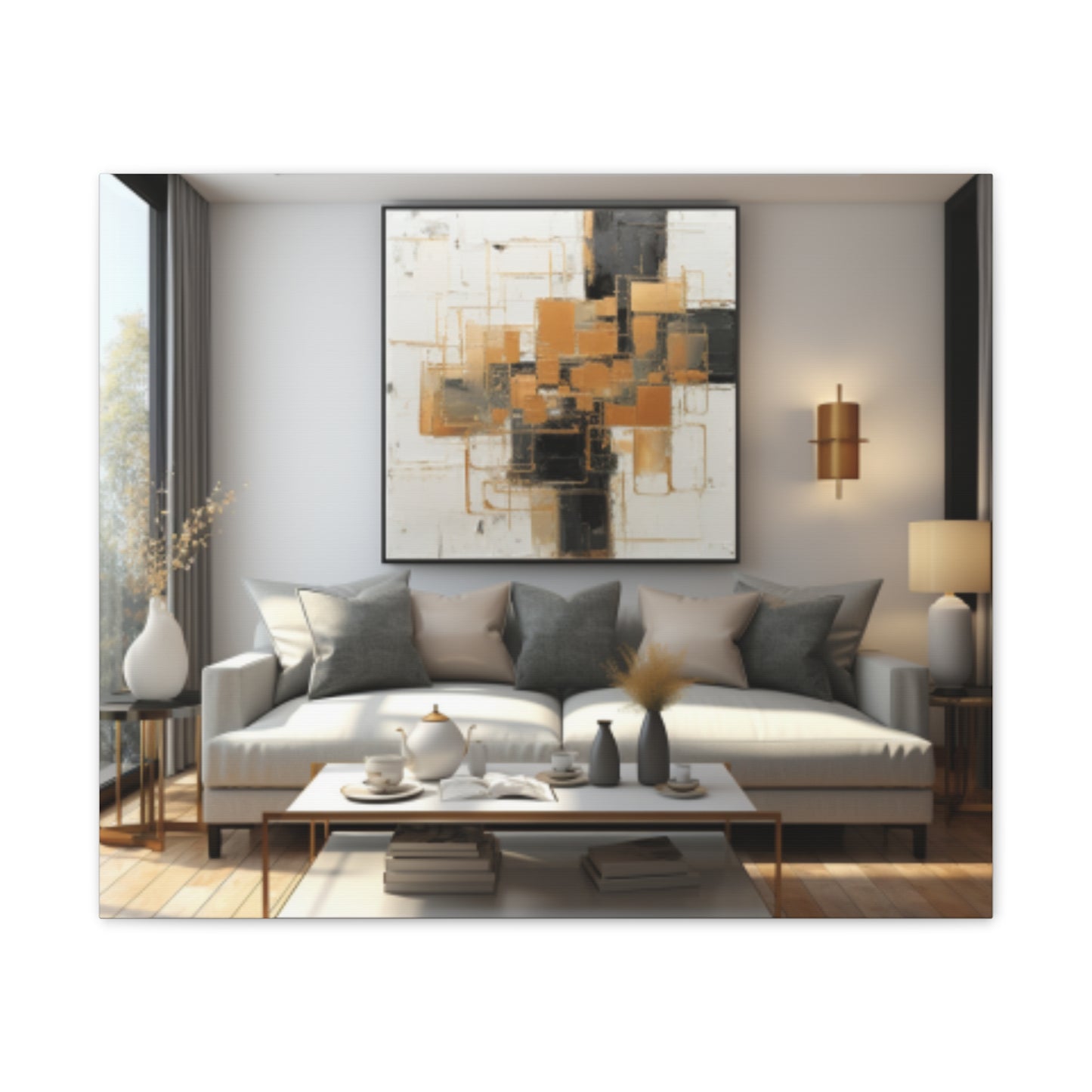 Gold and Black Elegance: A Symphony of Sophistication Canvas Print