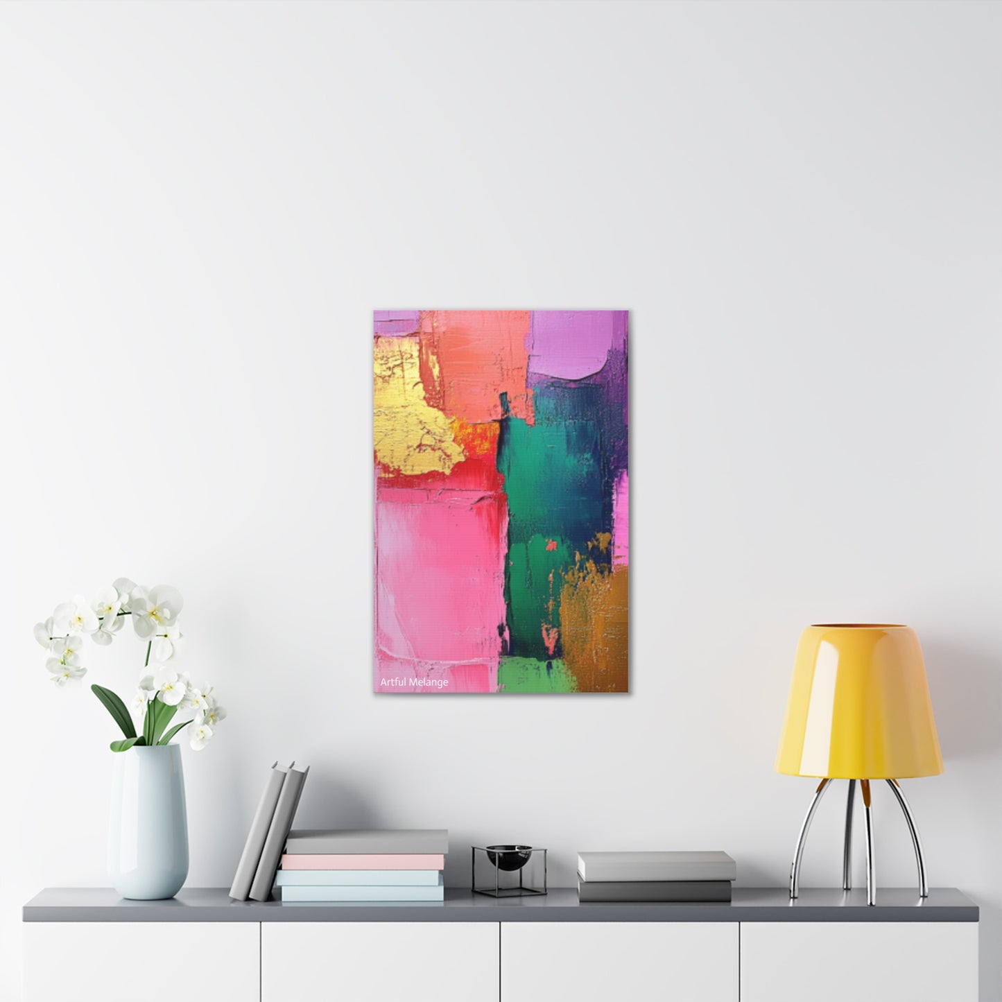 Acrylic Abstract Canvas Print - Homage to the Divine Nine/Pink Green Purple and Gold 1