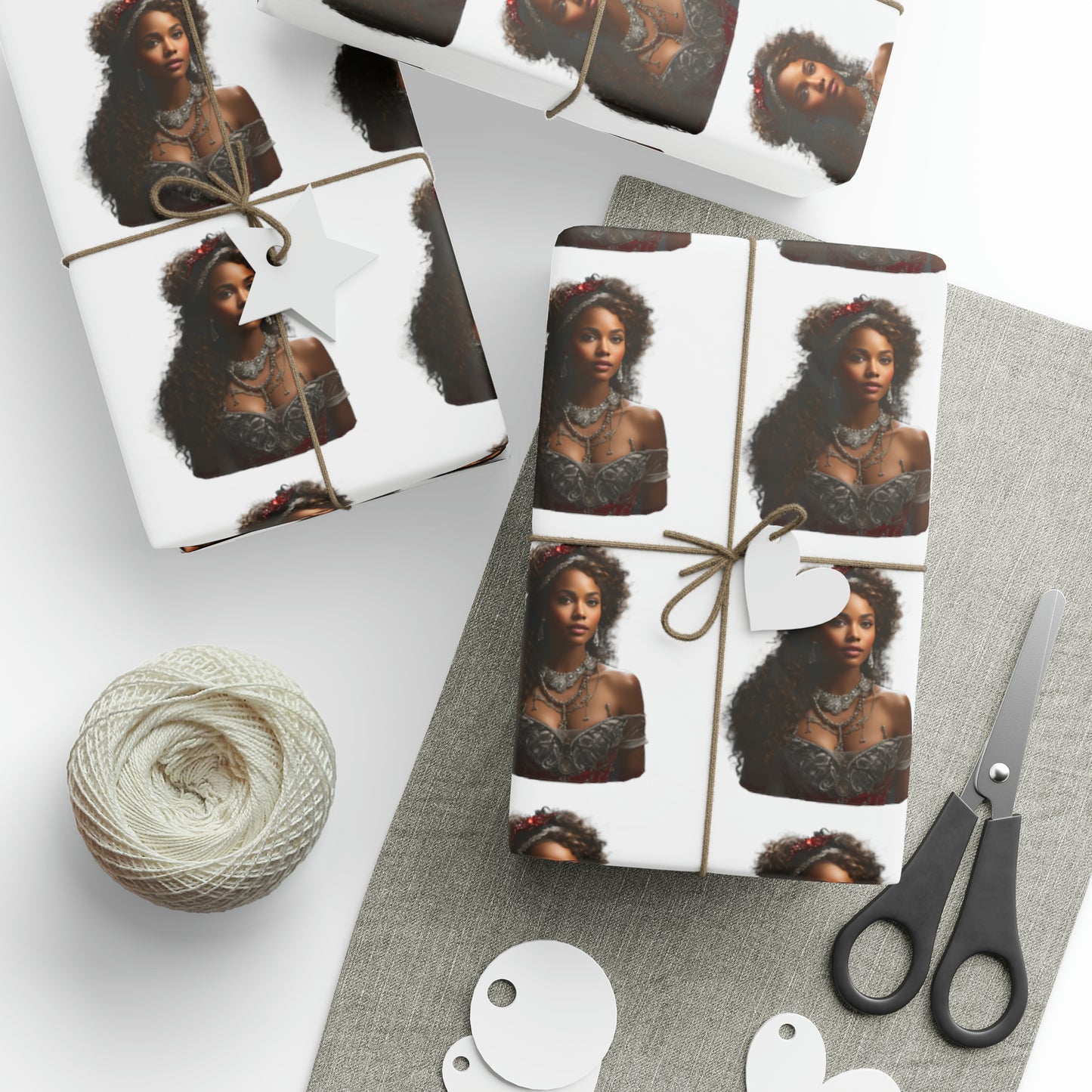 Afro-Centric Princess Claus Holiday Wrapping Paper - Dark & Rich Textured Design